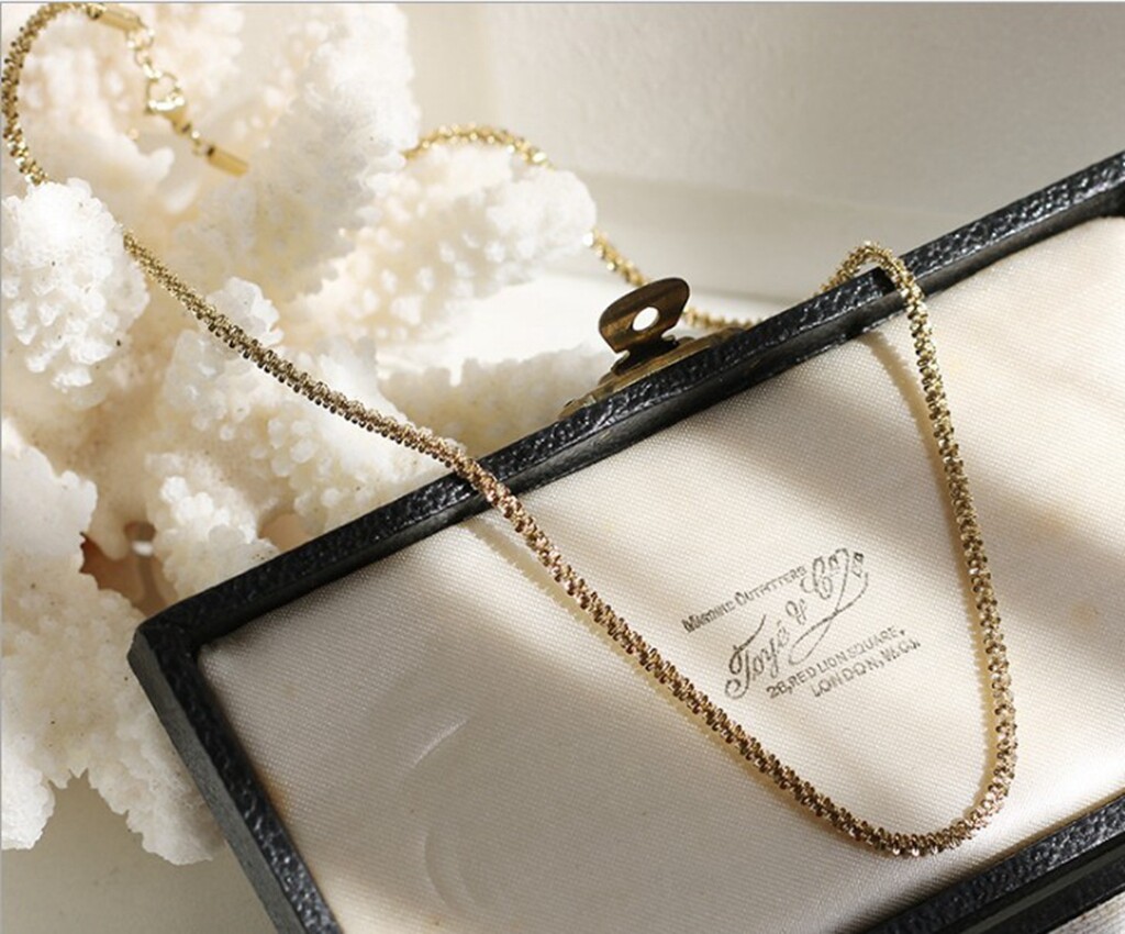 Women Titanium Stainless Steel Bling Gold Margarita Chain Necklace 15.5-17.5″