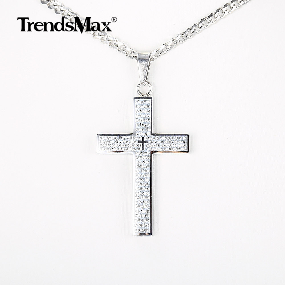 For Men Women Stainless Steel Jesus Christ Cross Pendant Necklace 16-30″ Chain