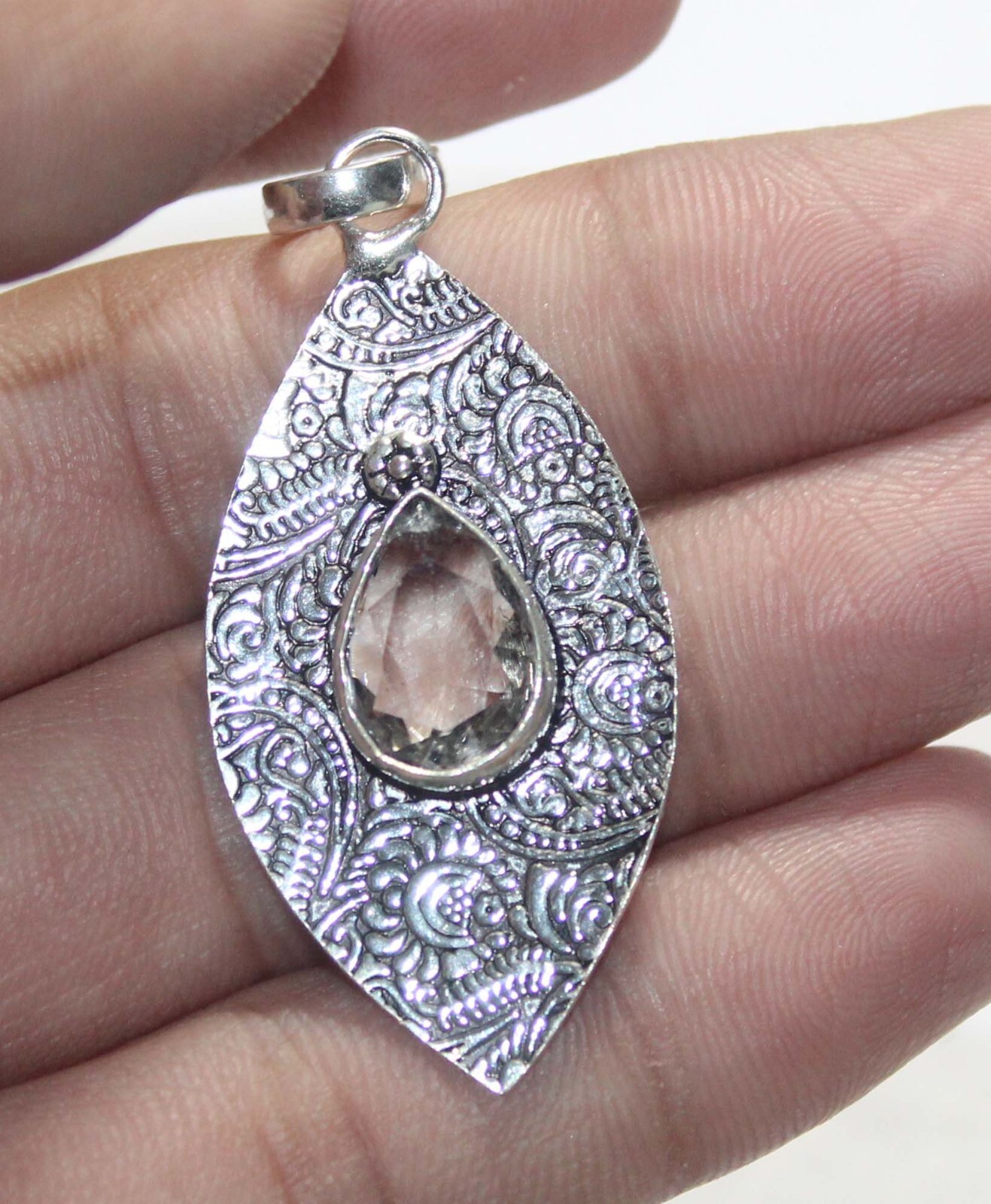 Hydro Crystal Pear Shape Gemstone Handmade Pendent Jewelry Pendant Size 1.5 Inch
