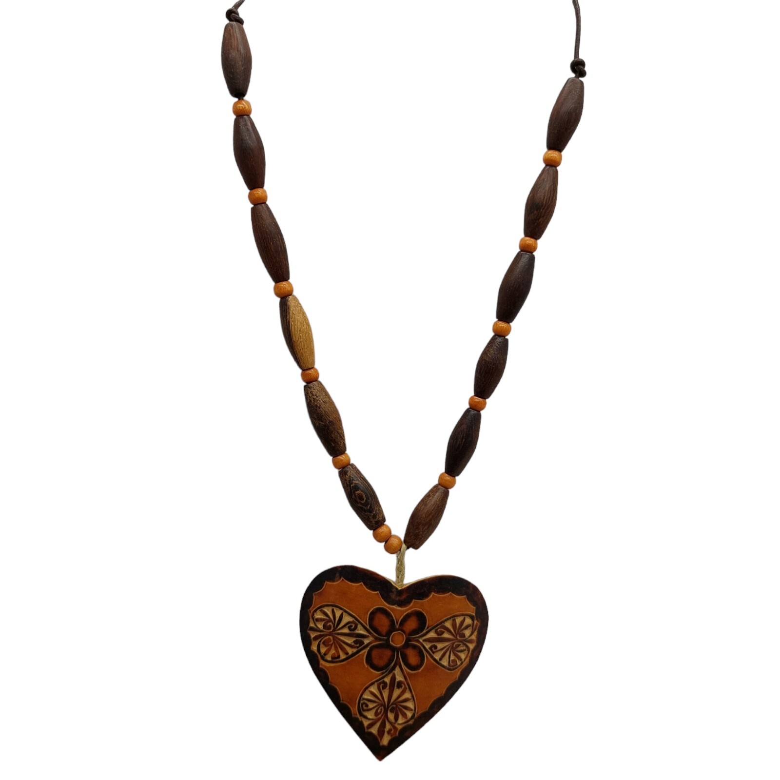 Carved Wooden Heart Necklace Choker set of 3 various sizes and styles