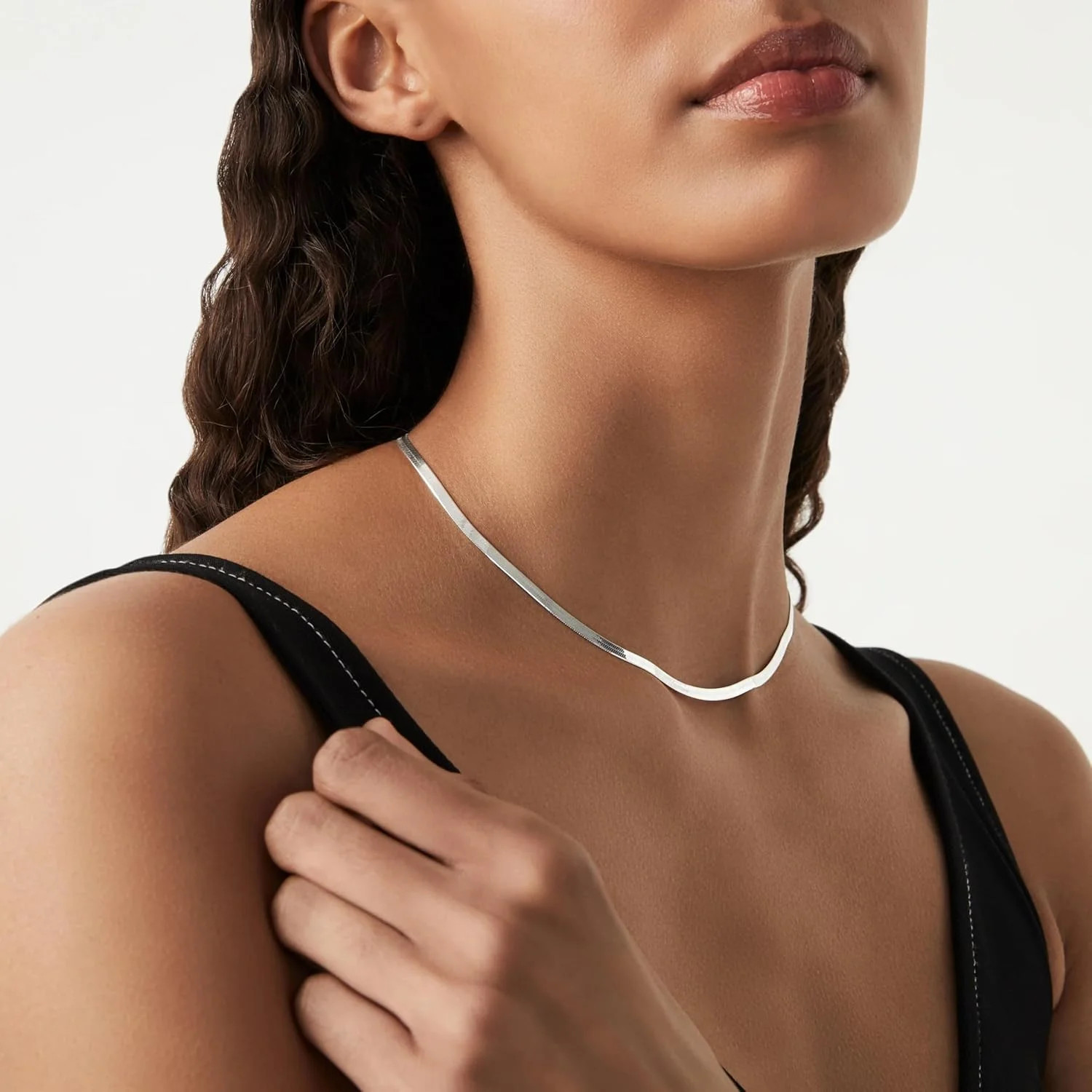 S925 Sterling Silver Plated Necklace Stack for Women,Waterproof Silver Layered H