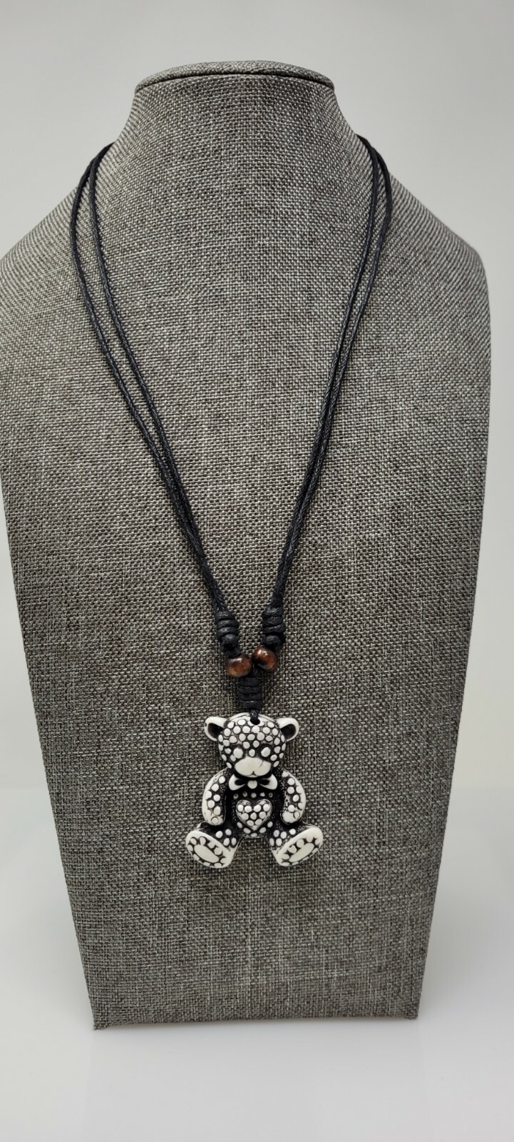 Teddy bear necklace white bear necklace adjustable necklace animal necklace