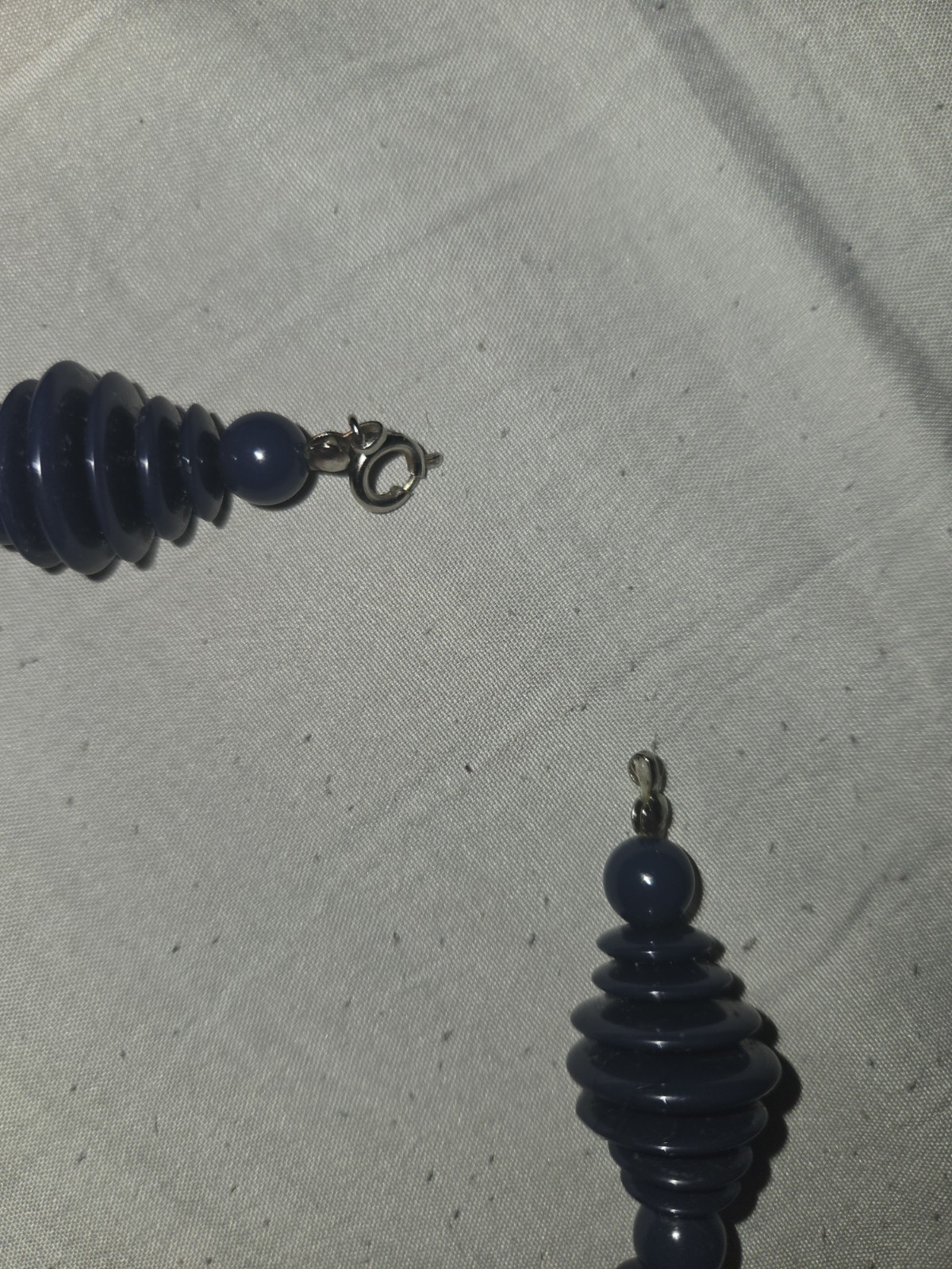 Vintage Navy Blue Acrylic Disc Bead Necklace Statement Choker Graduated Retro