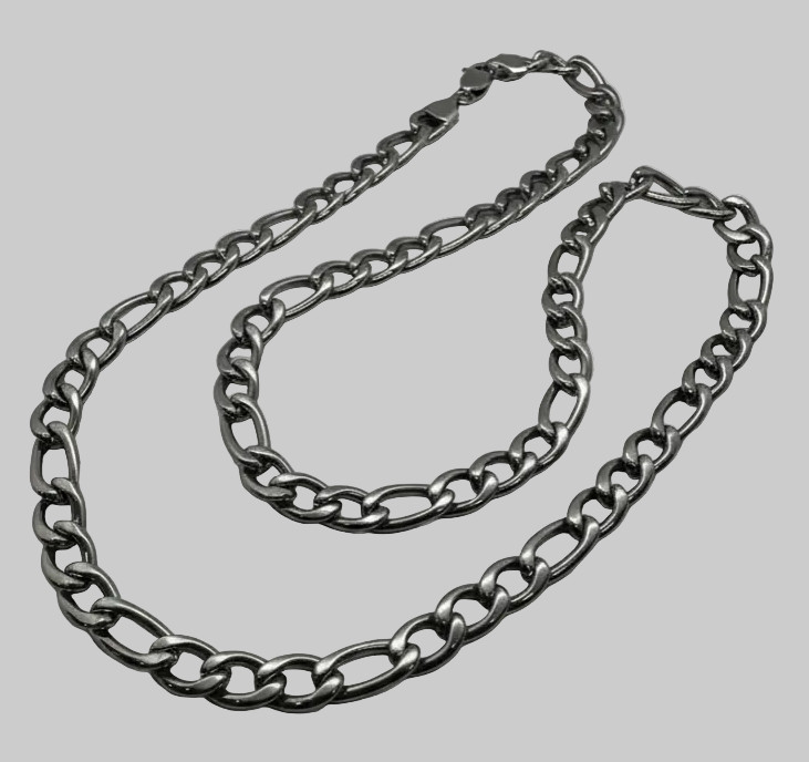 Men or Women 8mm Stainless Steel Figaro Necklace / Chain 15