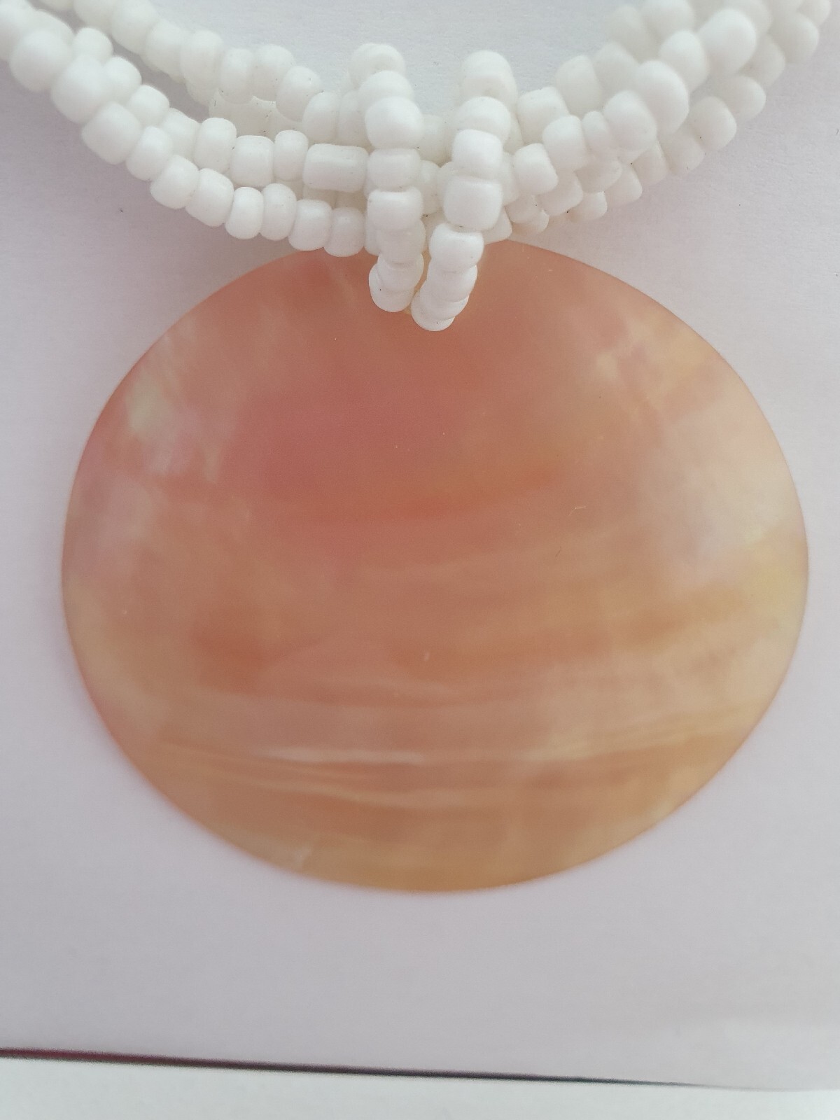 Artisan Mother of Pearl MOP Shell Seed Bead None Metal necklace