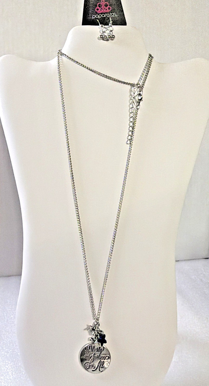 Paparazzi: Liberty and Justice For All – Extra Long Necklace Blue & Earrings Set