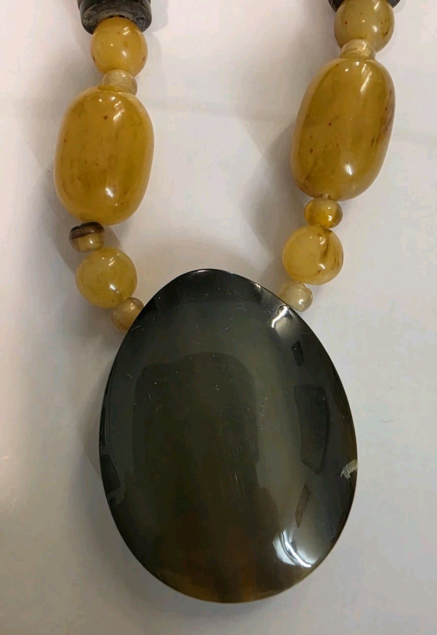 Beautiful Multicolor Long Resin Bead Necklace With Pendant