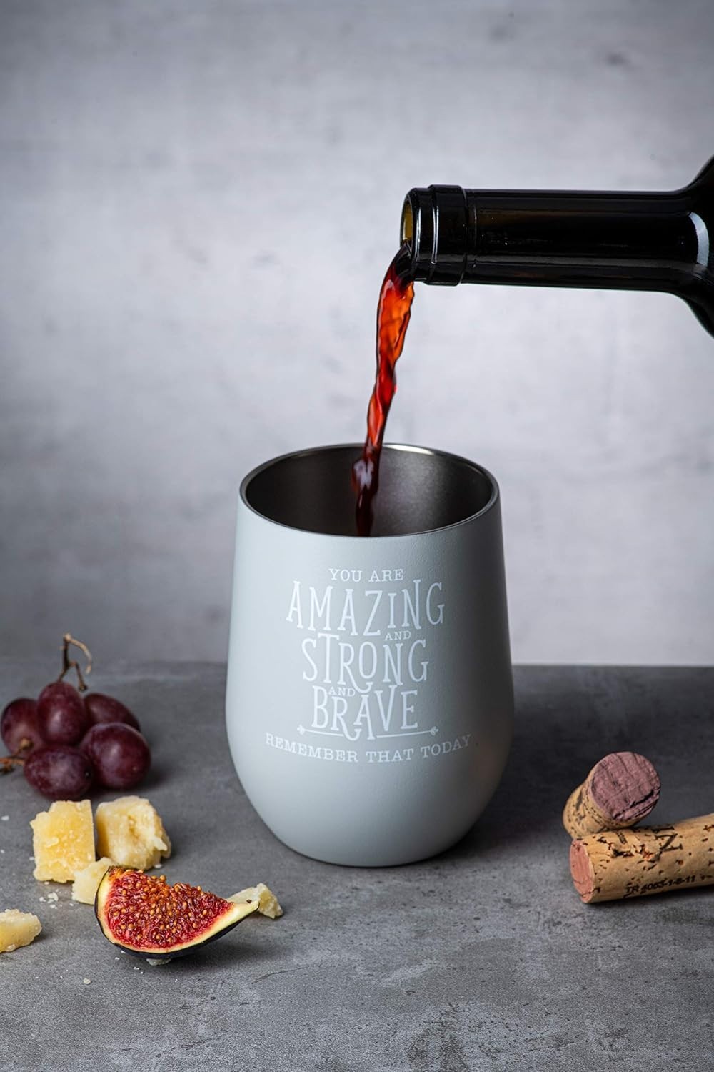 Elegant 12 oz Glacier Gray Wine Tumbler Cup with Lid – Unbreakable & BPA Free