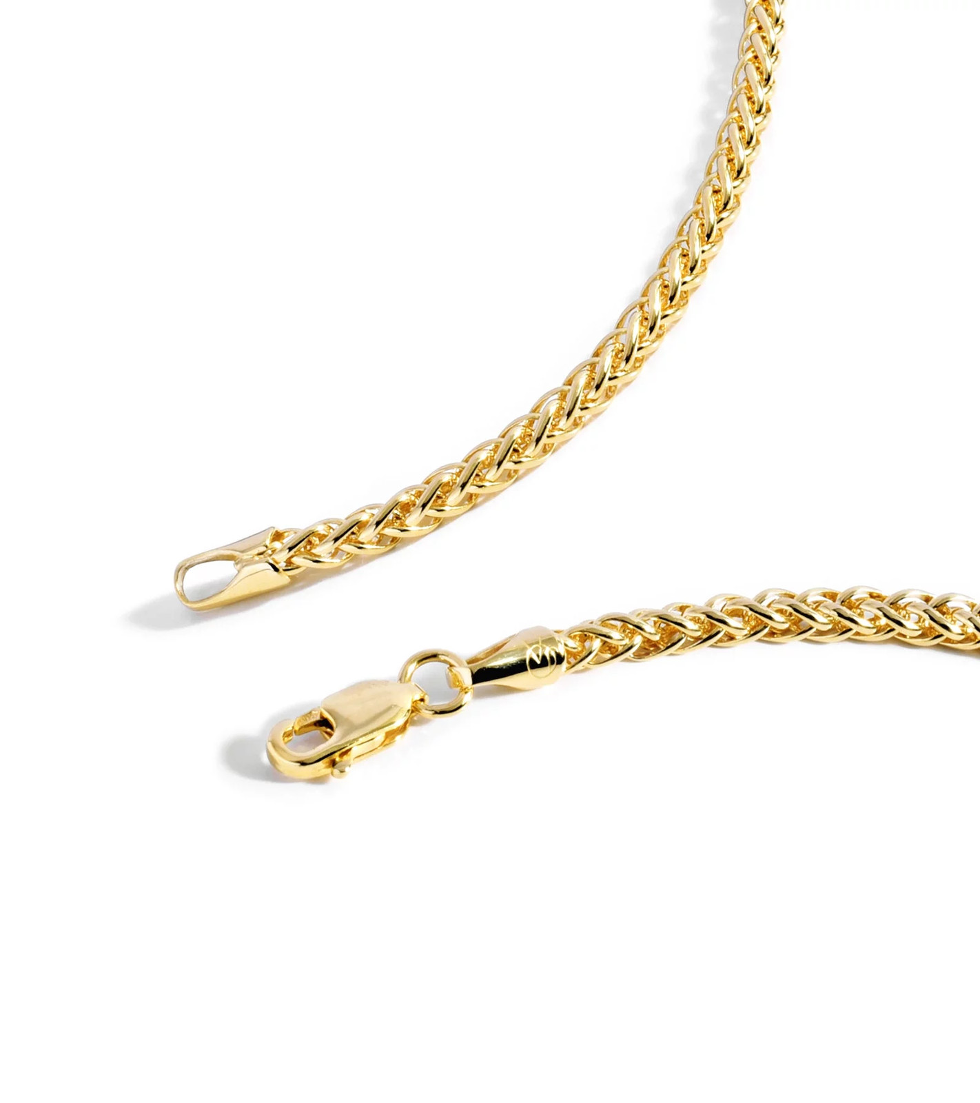 Gold Chain Necklace Collection – 14K Solid Yellow Gold Filled round Wheat/Palm C