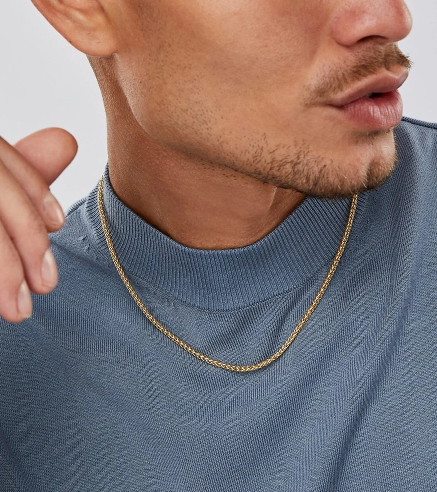 Gold Chain Necklace Collection – 14K Solid Yellow Gold Filled round Wheat/Palm C
