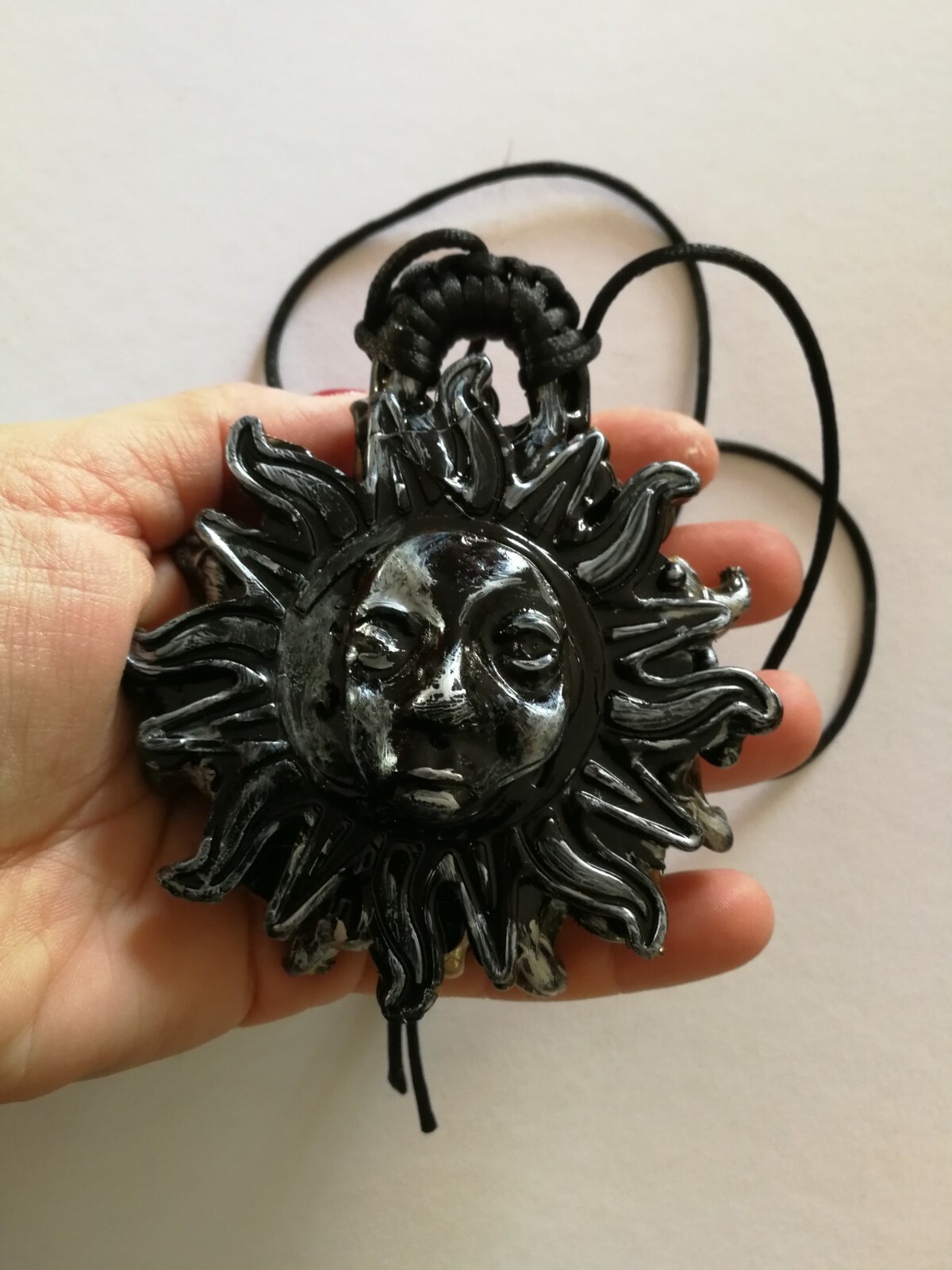 sun pendant black gold talisman amulet necklace wicca pagan collectibles jewelry