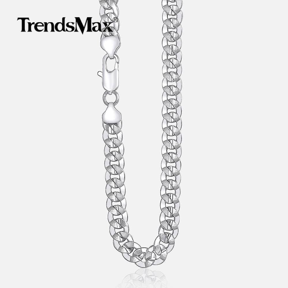 9MM 26″ For Men Boys Chain White Gold Filled Hammered Curb Cuban Link Necklace