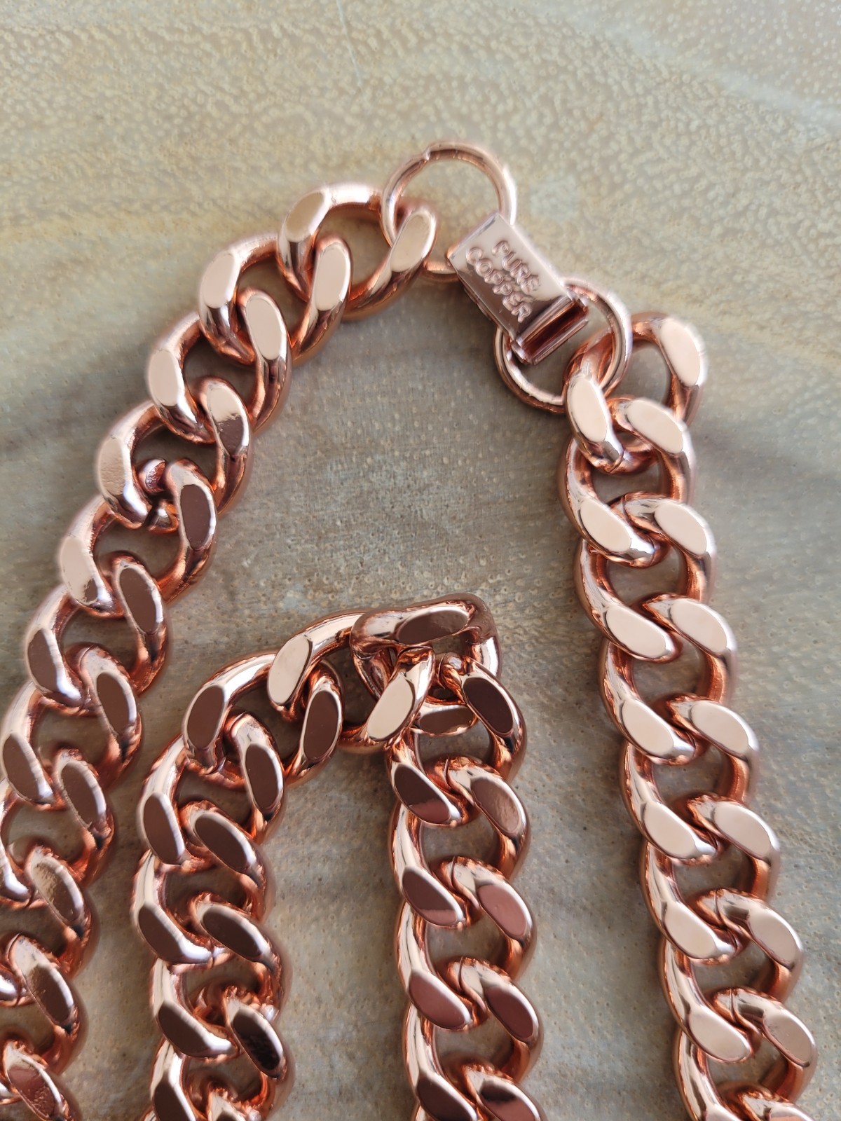 Pure Solid Copper Cuban Curb Chain Link 158gr Heavy 11mm 24″ Chunky Necklace