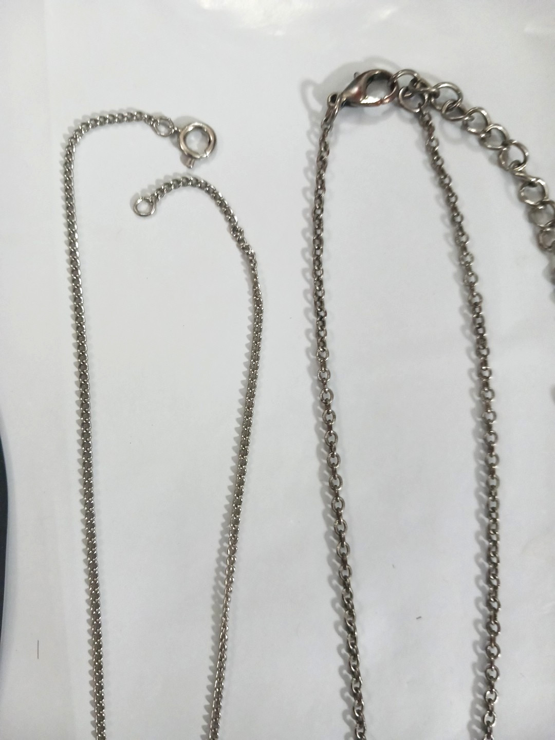 Necklace chains with pendants. stone ball, heart, wood, moon. Lot of 4 necklaces