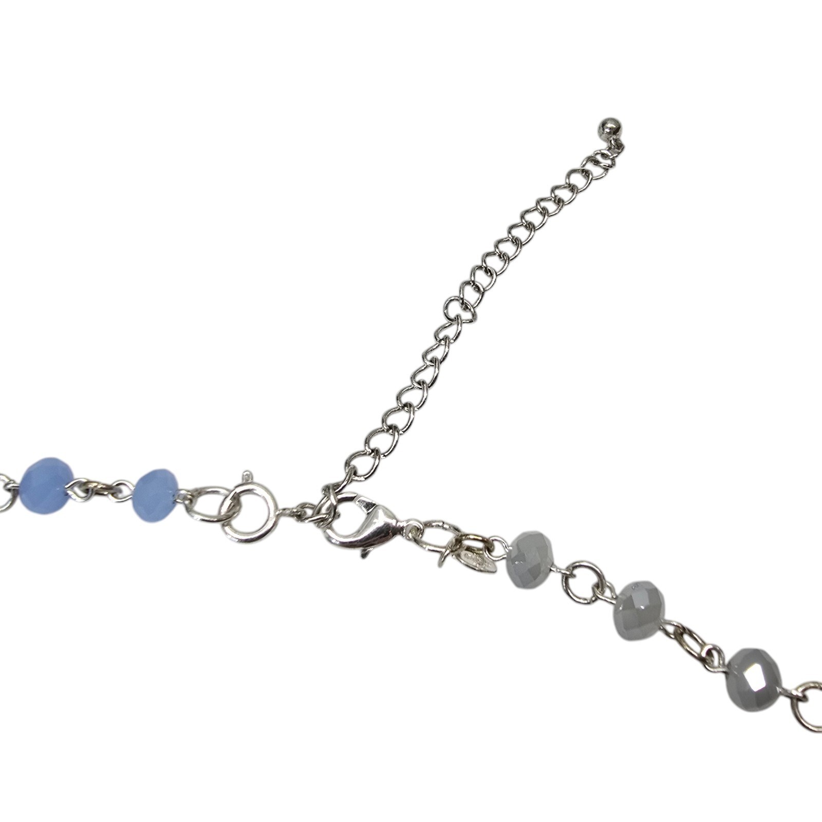 Unbranded Beaded Necklace Women OS Blue Grey Glass Silver Tone Boho Coastal Long