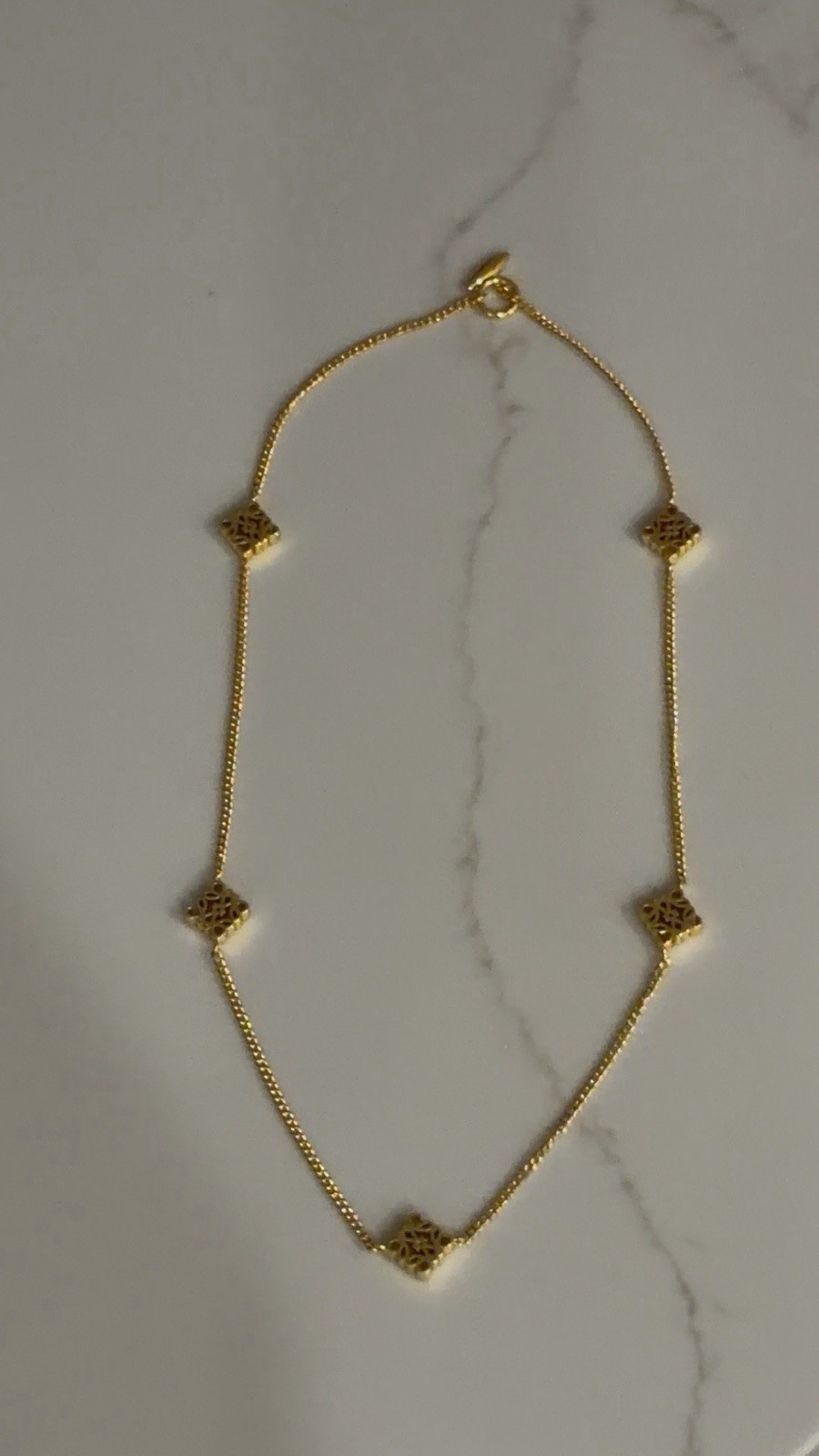 Gold Tone Loewe Chain Necklace Multiple Charms
