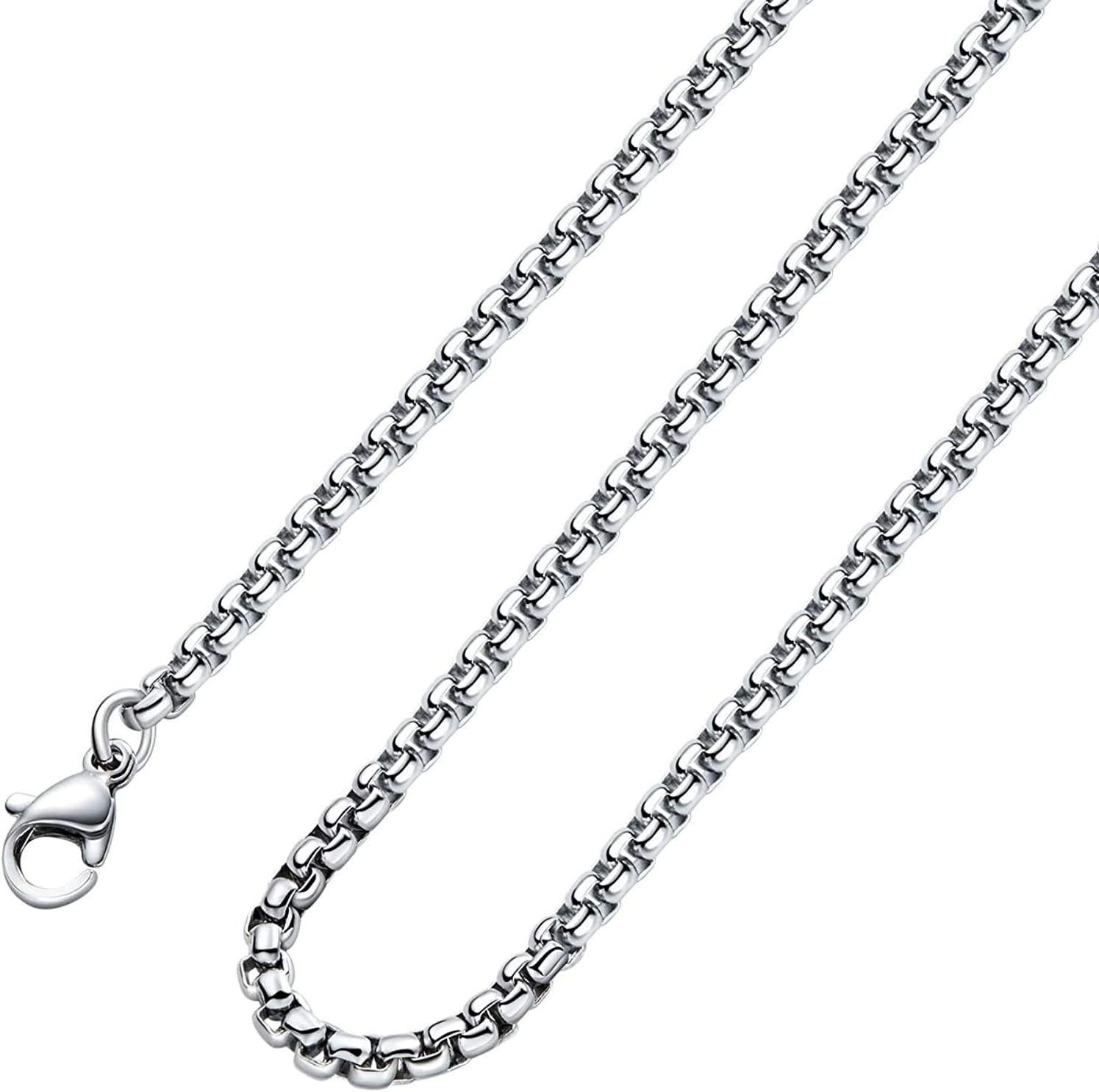 Durable Polished Square Rolo Chain Necklace with Lobster Clasp – Unisex Style