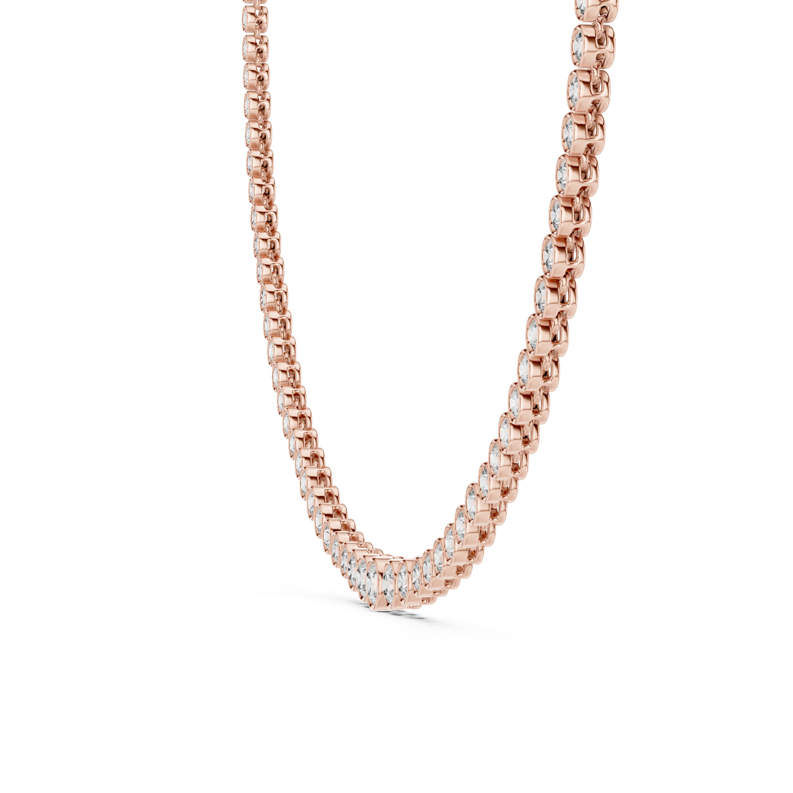 925 Silver Lab Grown Diamond Bezel Tennis Necklace Wedding Promise Gift For Her