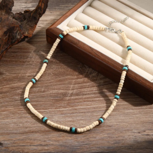 Men’s African Necklace African Beaded Coconut Shell Jewelry Surfer Necklace Gift