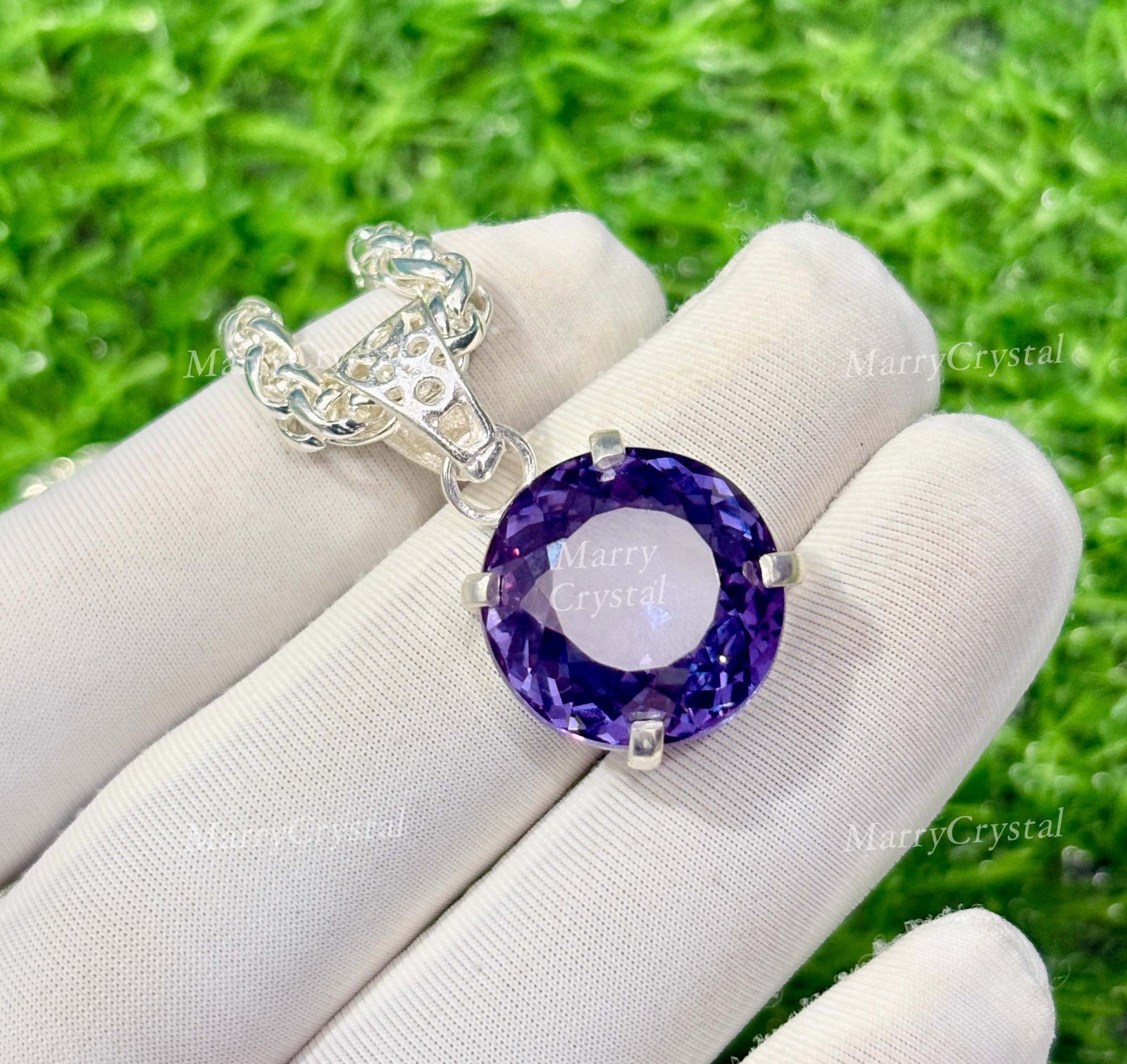 30 Ct Lab Grown Color Change Alexandrite Pendant Garman Silver Loose Gemstone