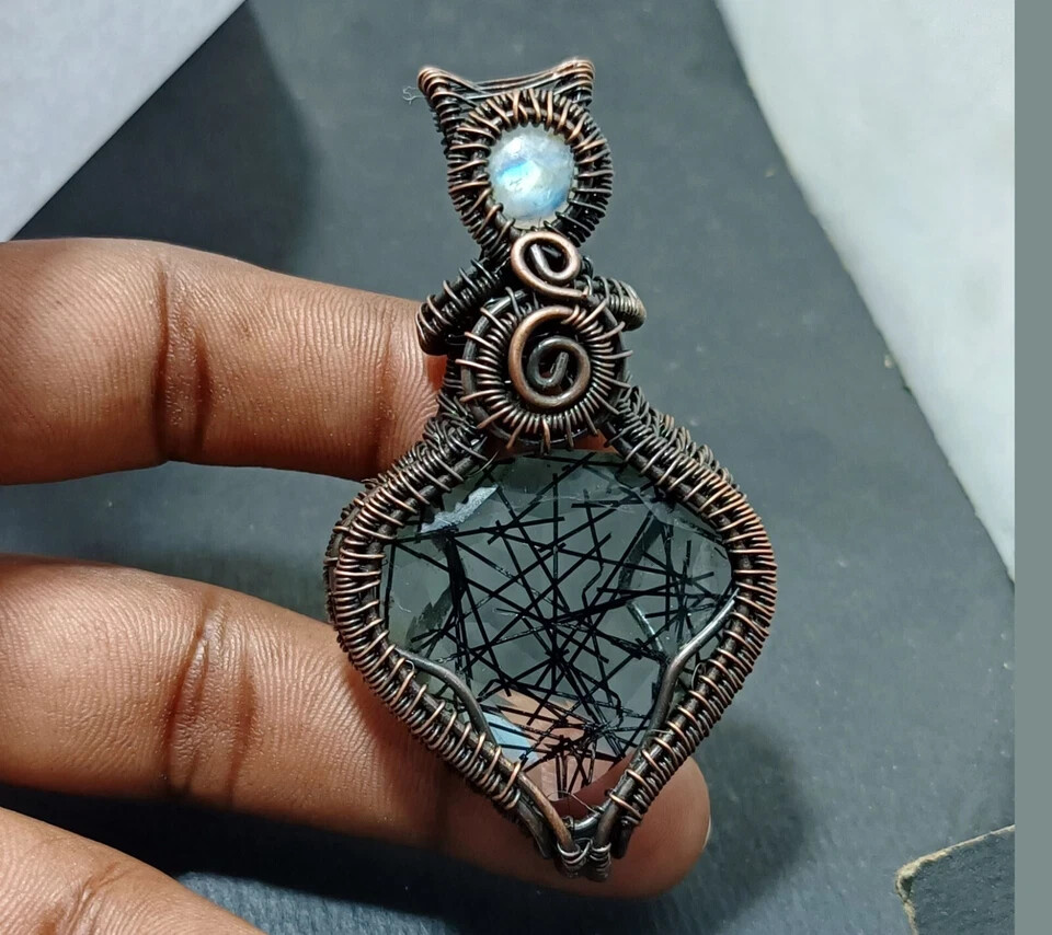 Natural Quartz Gems Copper Jewelry Wire Wrapped Gift For Her Pendant 180.80 Ct