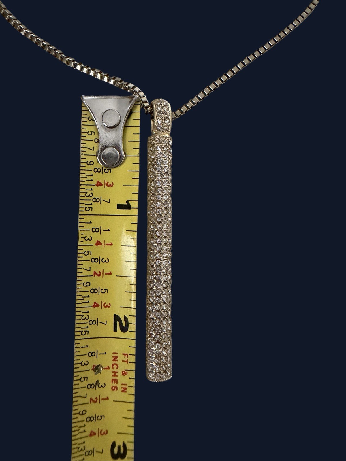 H by Halston 36″ Cylinder Pavé Crystal Bar Drop Pendant Necklace – Gold Tone
