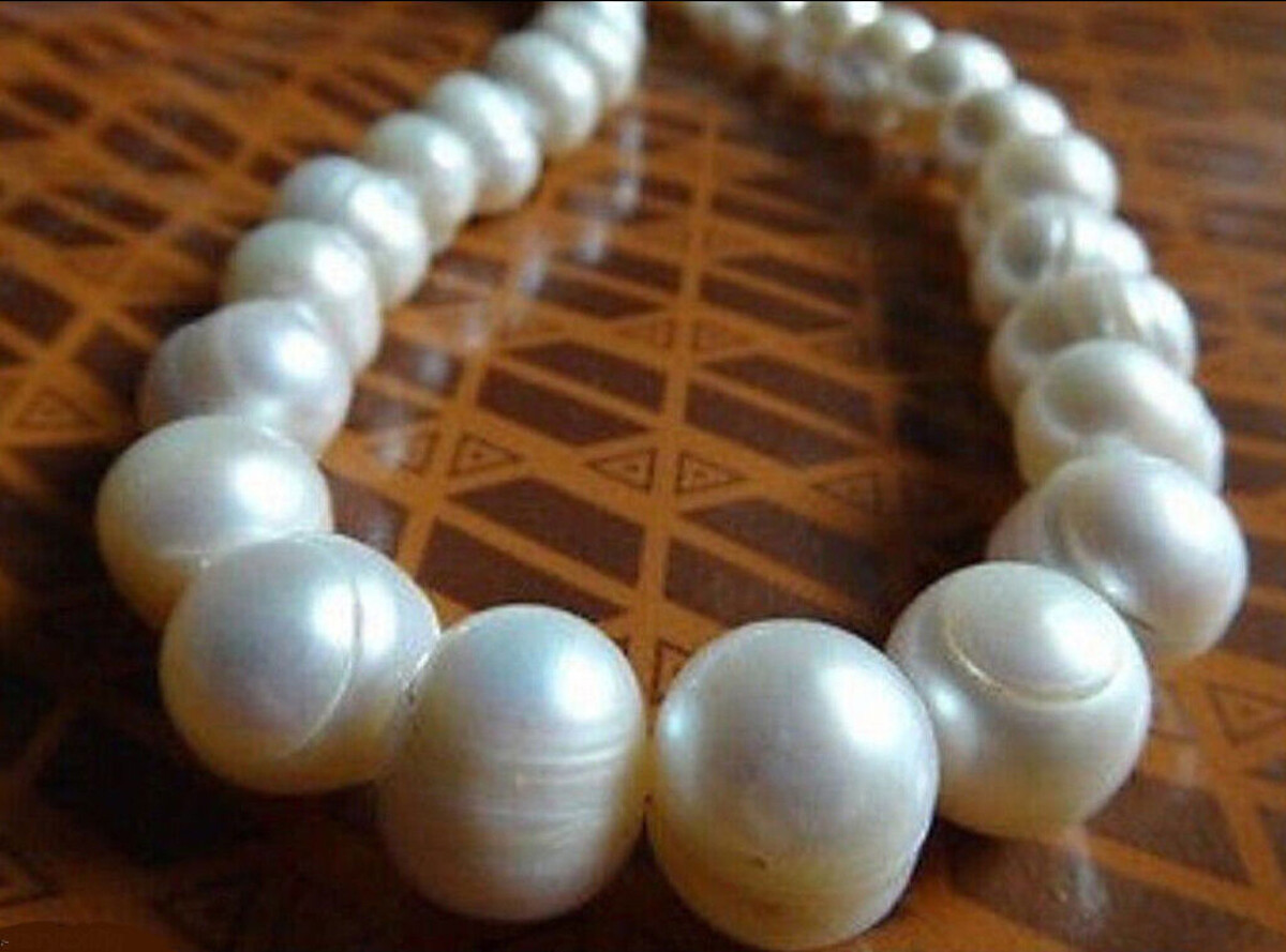 AAA NATURAL 12-14MM SOUTH SEA GENUINE WHITE BAROQUE PEARL NECKLACE 16-36 INCHES