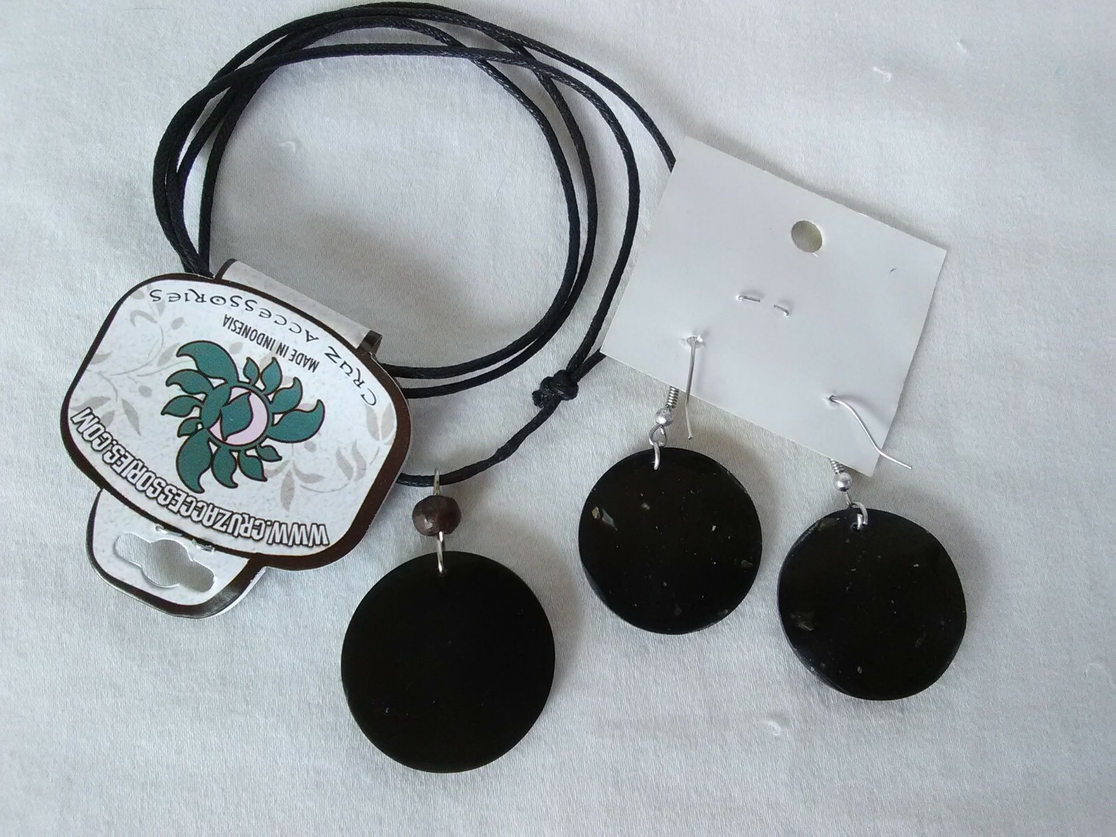 Resin Seashell Pendant 32″ Adj Necklace Earrings Set USA Seller New
