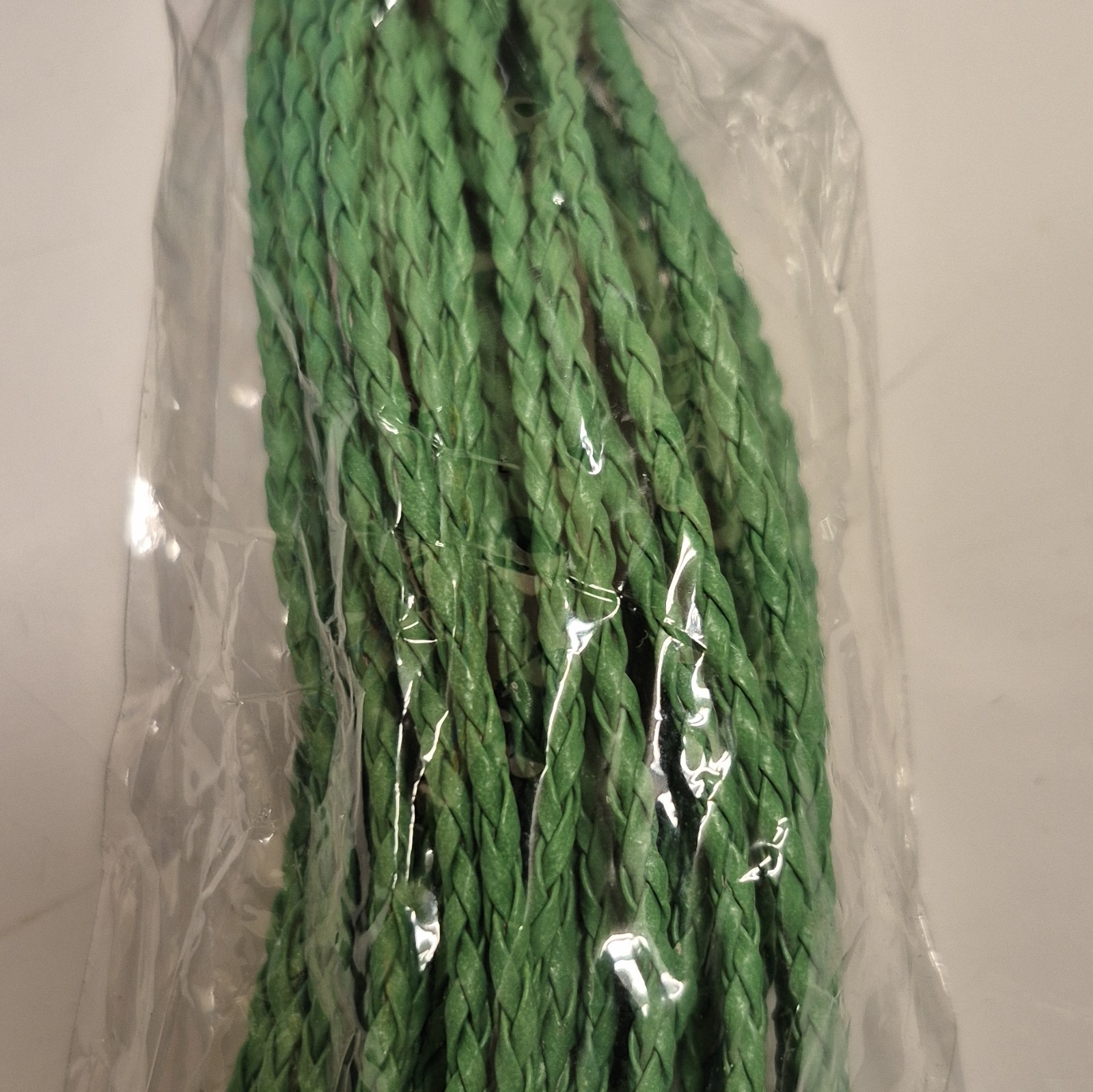 Green Faux Leather Braided Cord Necklace Cable Chain Lobster Clasp Adjustable