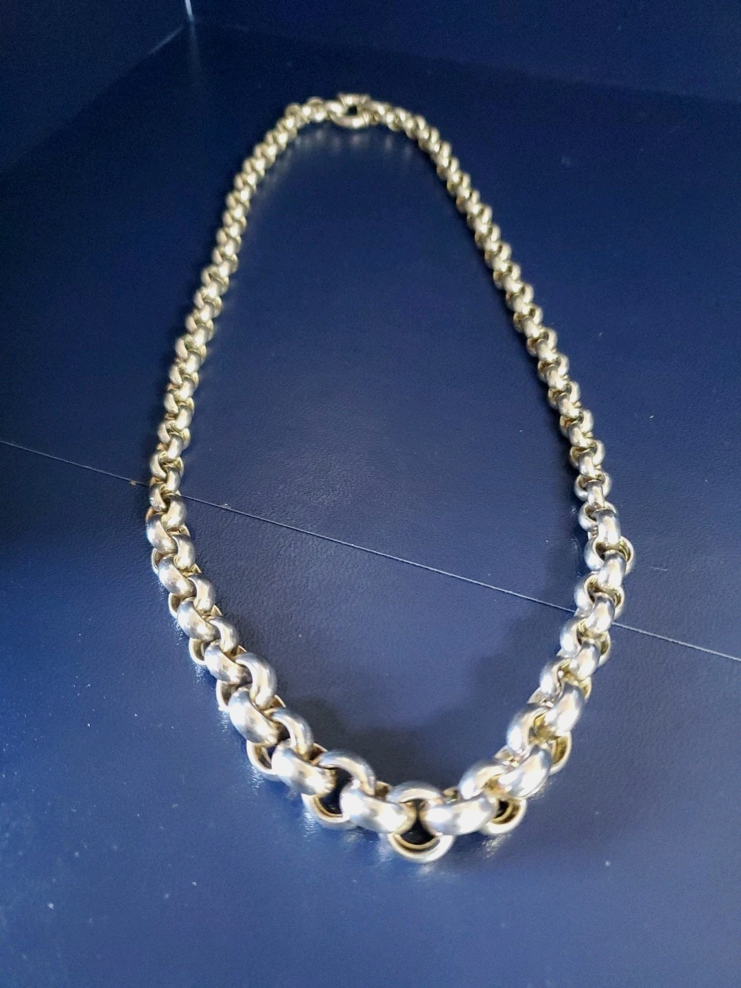 Vintage Rolo Chain 22 INCH Necklace Real Solid 925 Italy,b