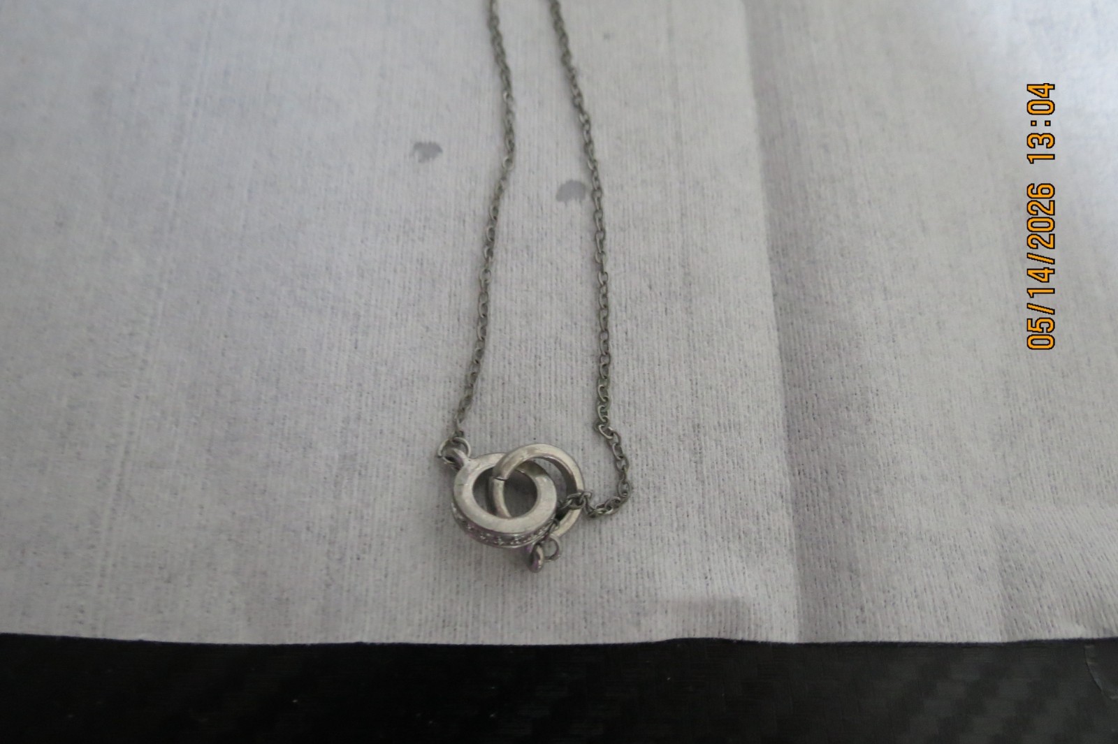 Interlocking 10inch Double Circle pendant necklace with extender 12 inches