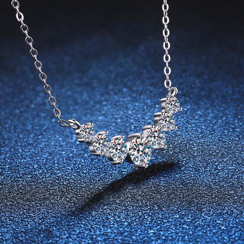 1.7-5 CT Moissanite Necklace for Women 925 Silver Wedding Engagement Necklace
