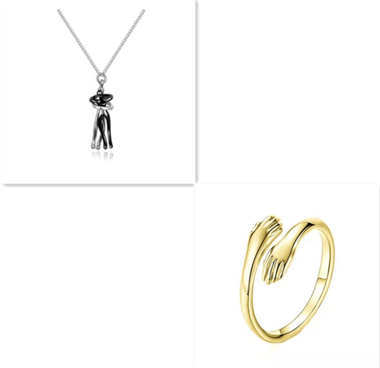 Hugging Couple Love Pendant Necklace Ball/Bead Chain Multicolor Metal No Stone