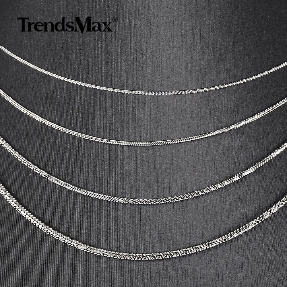 USA 18/20/22/24/26/28IN Solid Stainless Steel Round Snake Chain Necklace 1.6/2MM