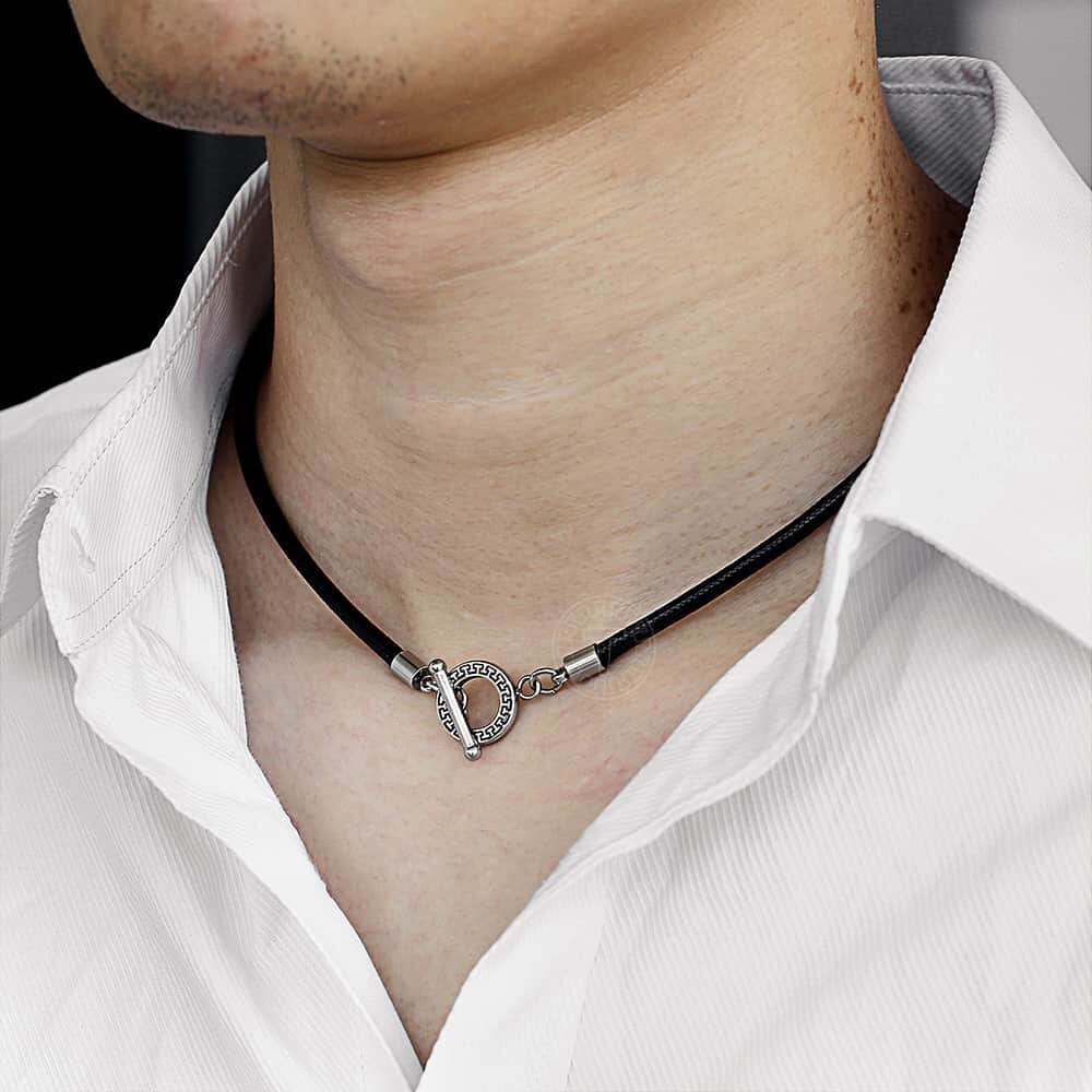 4-6mm 14″-28″ Black Man-made Leather Rope Cord Necklace Choker Magnetic/Toggle