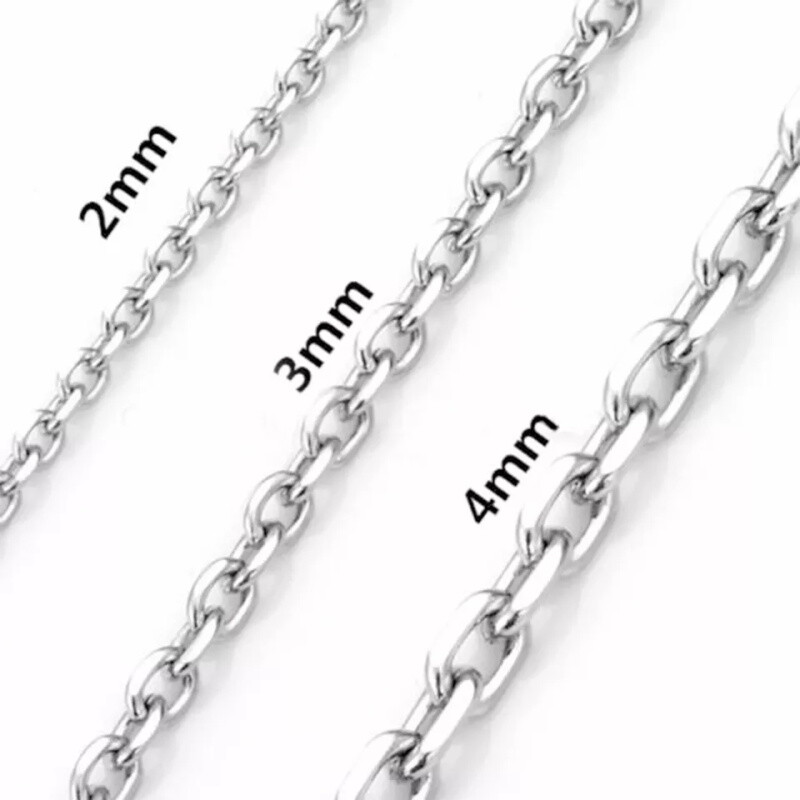 2-9mm Men Womens 316L Stainless Steel Silver Twist Curb Link Chain Necklace