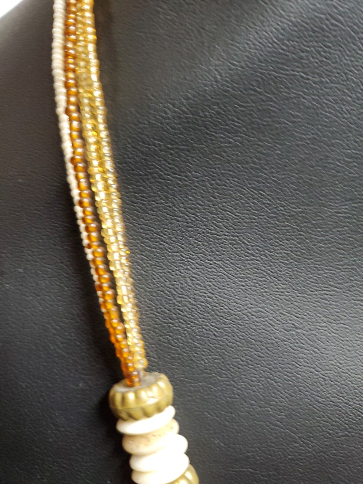 Artisan Mixed Media Beaded Strand With Bold Craft Pendent Necklace