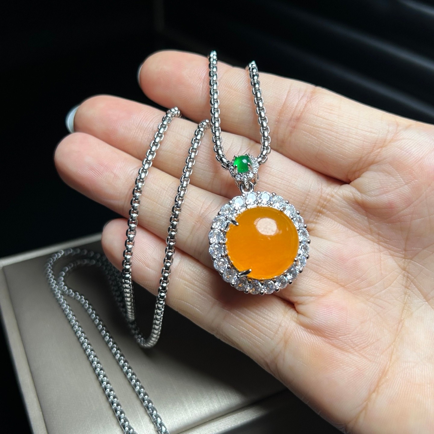 Real Natural High Ice Yellow Myanmar Jade Jadeite amulet Pendant&Necklace