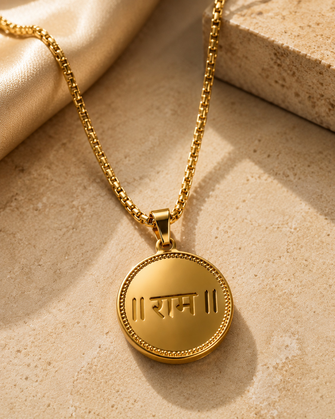 22kt Yellow Gold Plated Ram Tag Dubai Style Chain Necklace 22 Inches for Men
