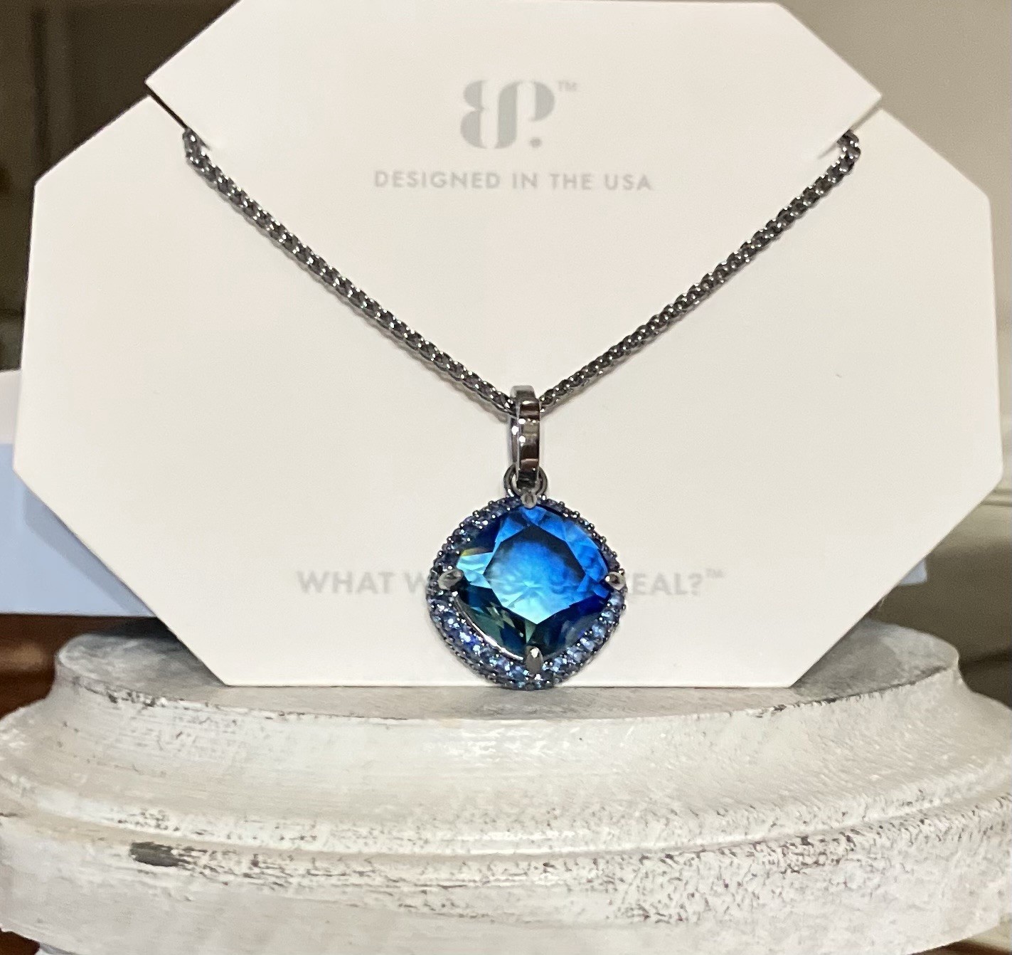 Bomb Party “The Bonjour” Azure Blue Bi Color Tourmaline OG Necklace Hema NK42333