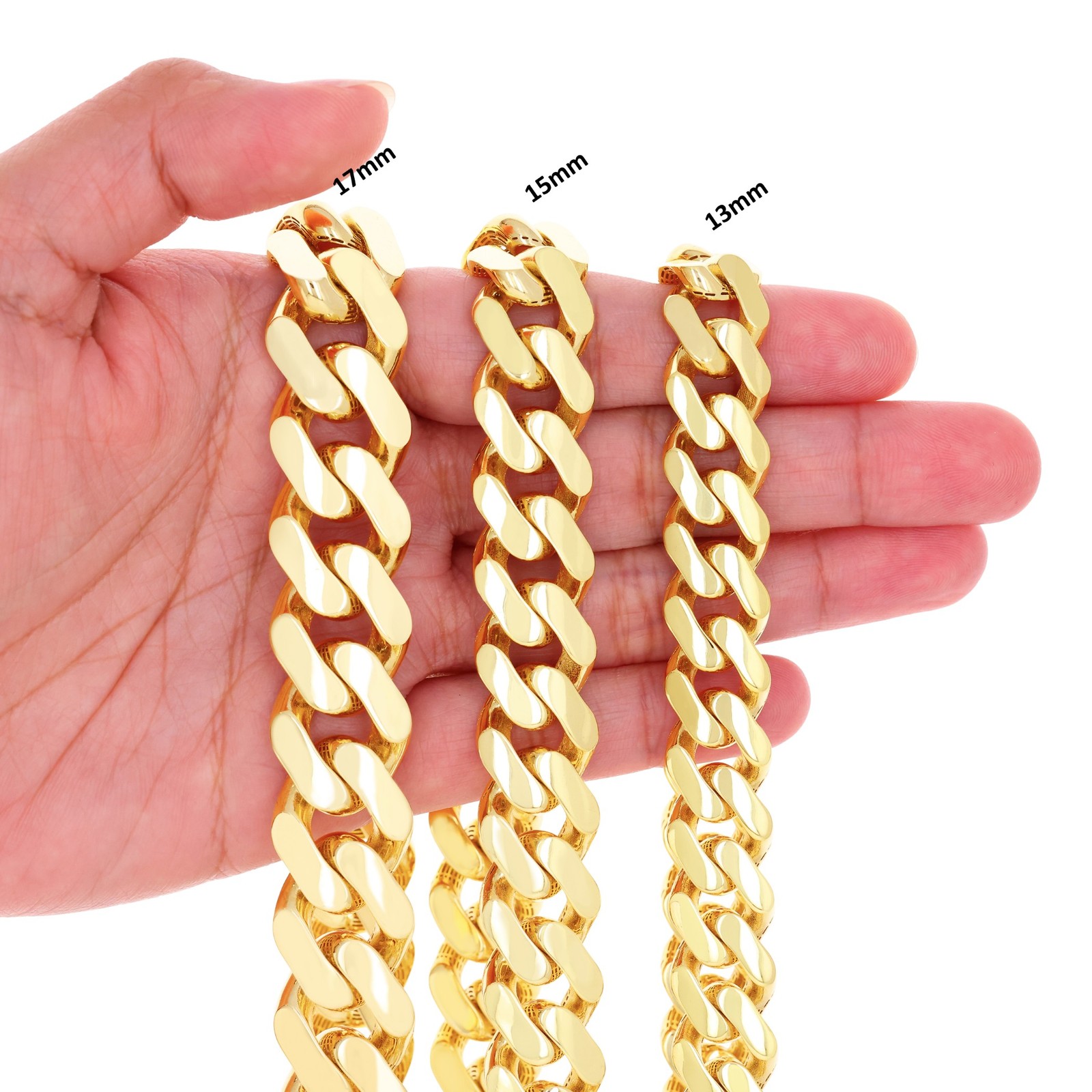 10K Yellow Gold Miami Cuban Royal Monaco Chain 5mm-20mm Necklace Bracelet 6″-30″