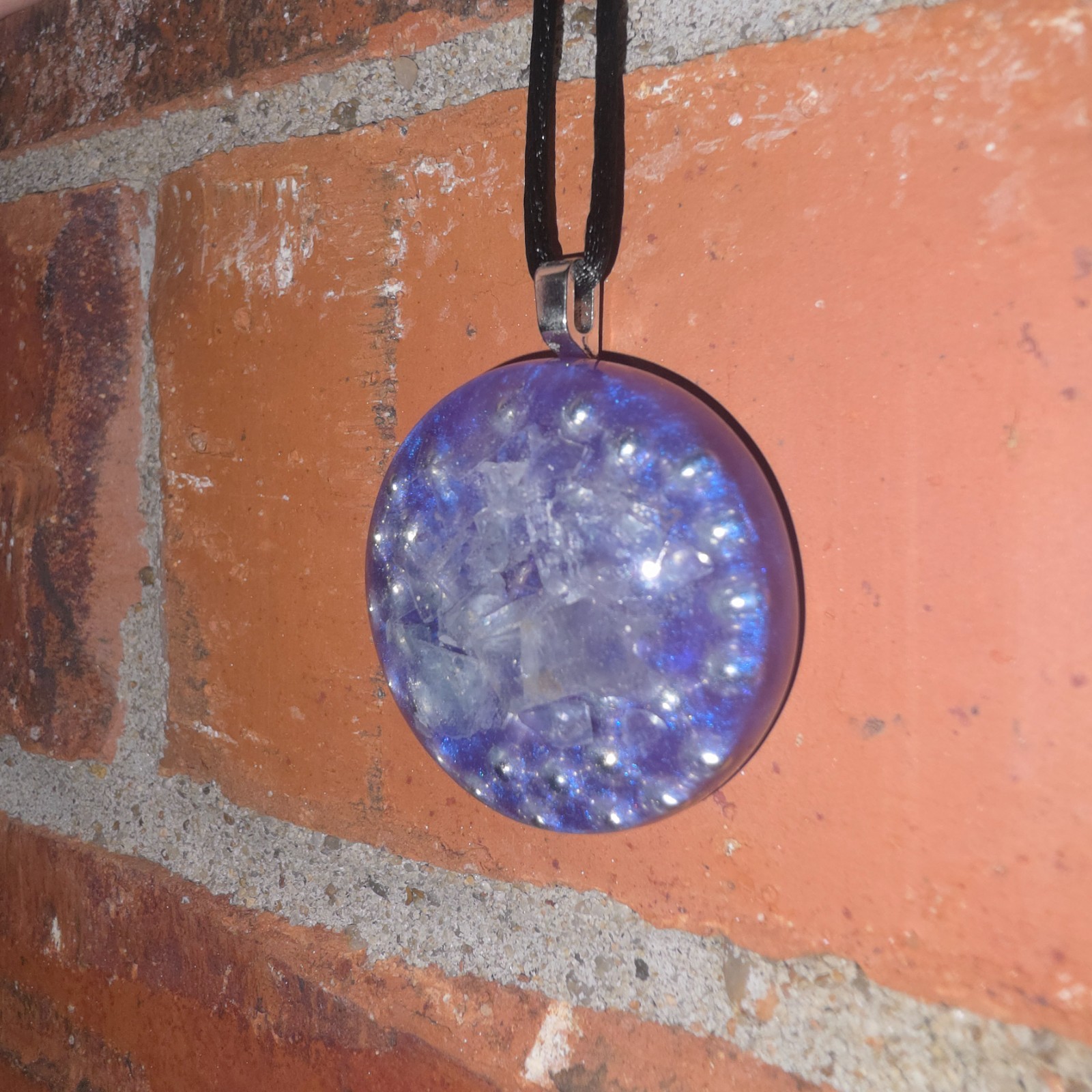 Flourite Orgonite Orgone Energy Pendant Necklace Purple Spiritual Tool Protect