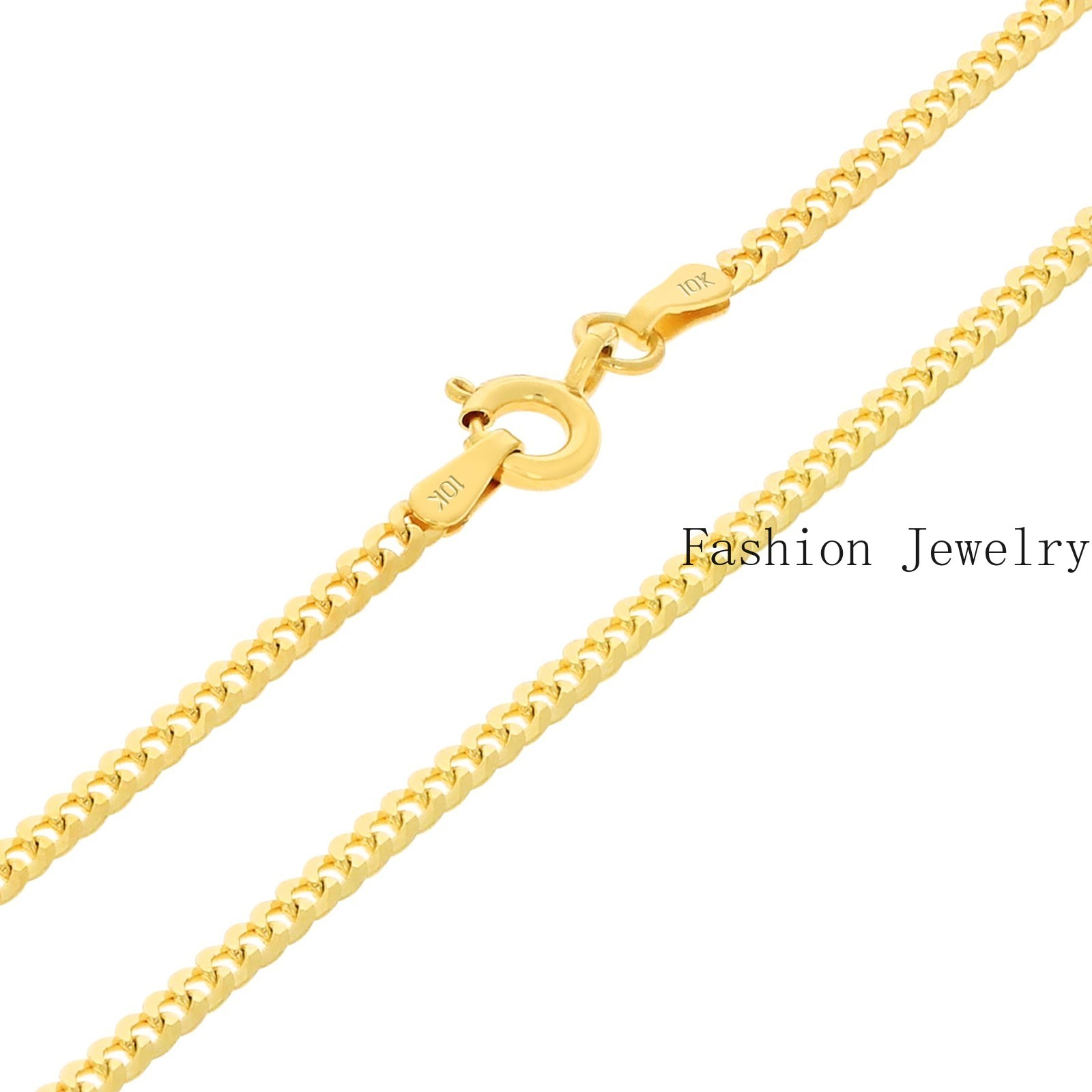 10K Yellow Gold Solid 2mm-12.5mm Cuban Curb Chain Link Pendant Necklace 16″- 30″