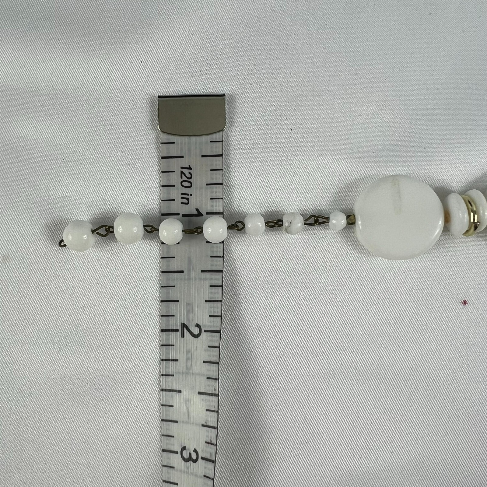 Milk Glass Necklace Round Bead Choker WWII West Germany 12 Inch Vintage