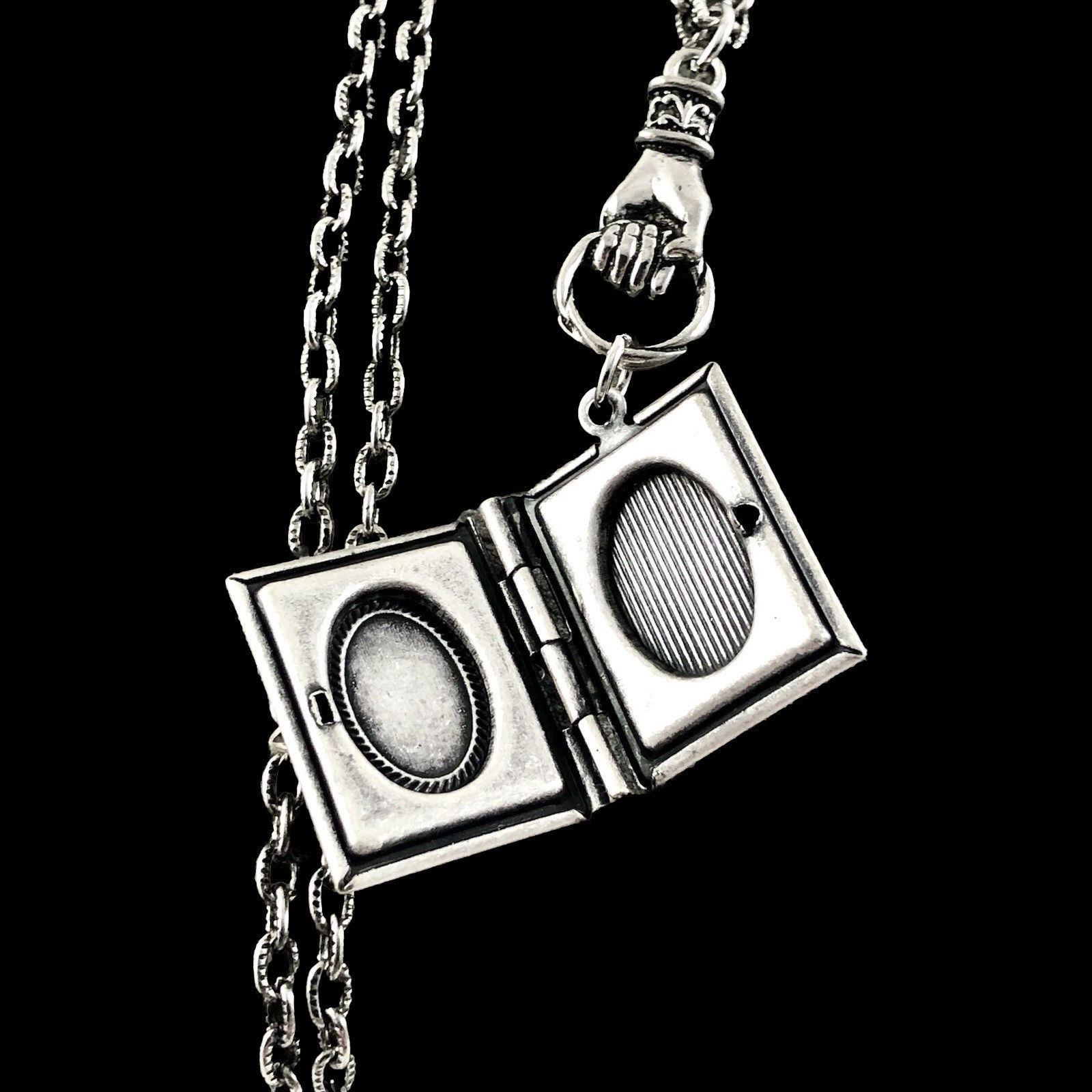 Bumblebee Honey Bee Photo Diary Book Locket Necklace w/ Hand Charm