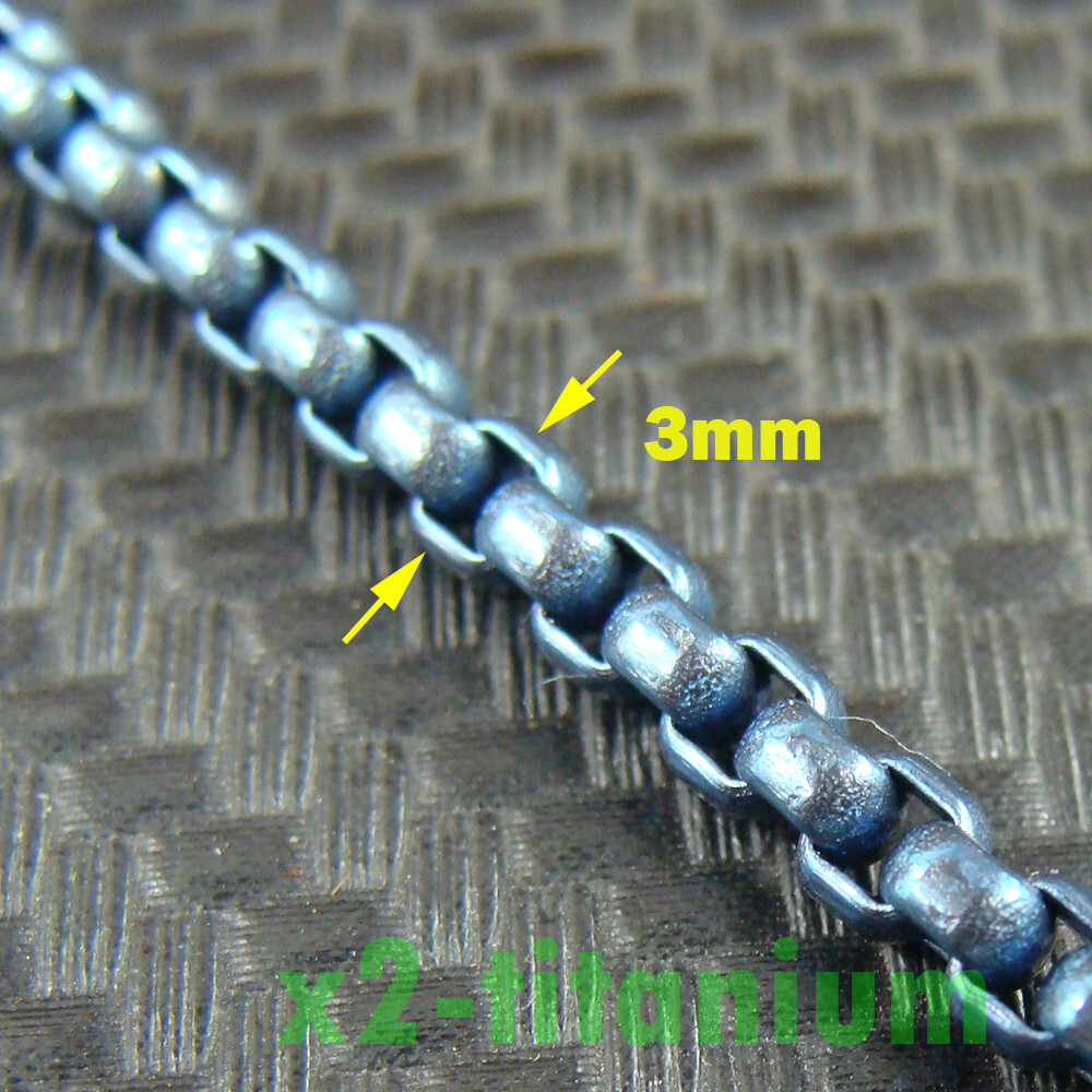 Blue anodized Titanium Ti 3mm Rolo box chain necklace anti-allergy XH283B