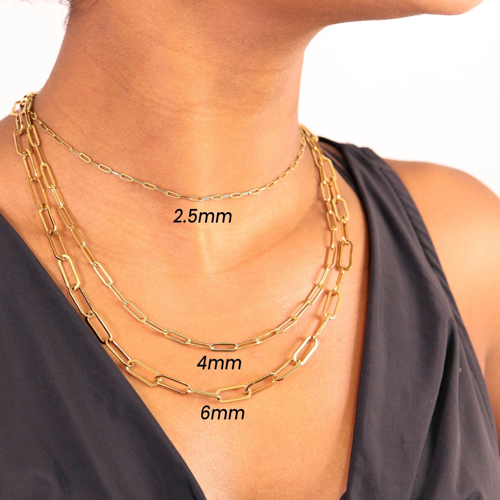 The Viral Paperclip Necklace In Gold -Various Lengths, 4mm & 6.5mm Link Options