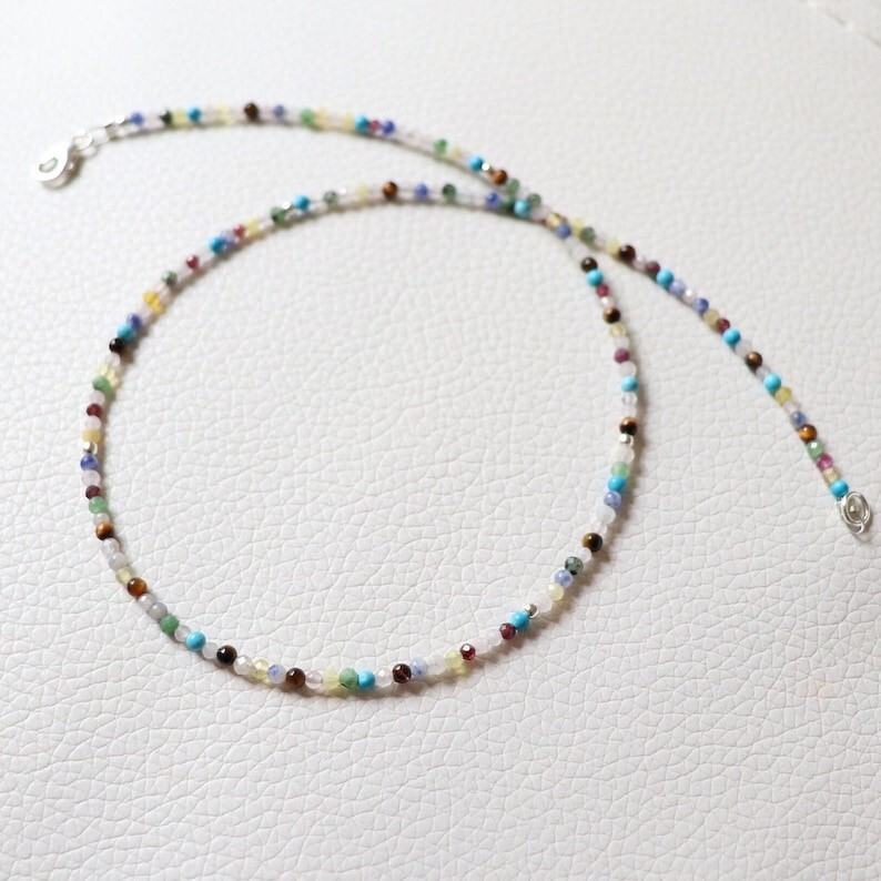 A++ Beautiful Multi Mix Micro Faceted Round Beaded Choker Women Necklaces 18”