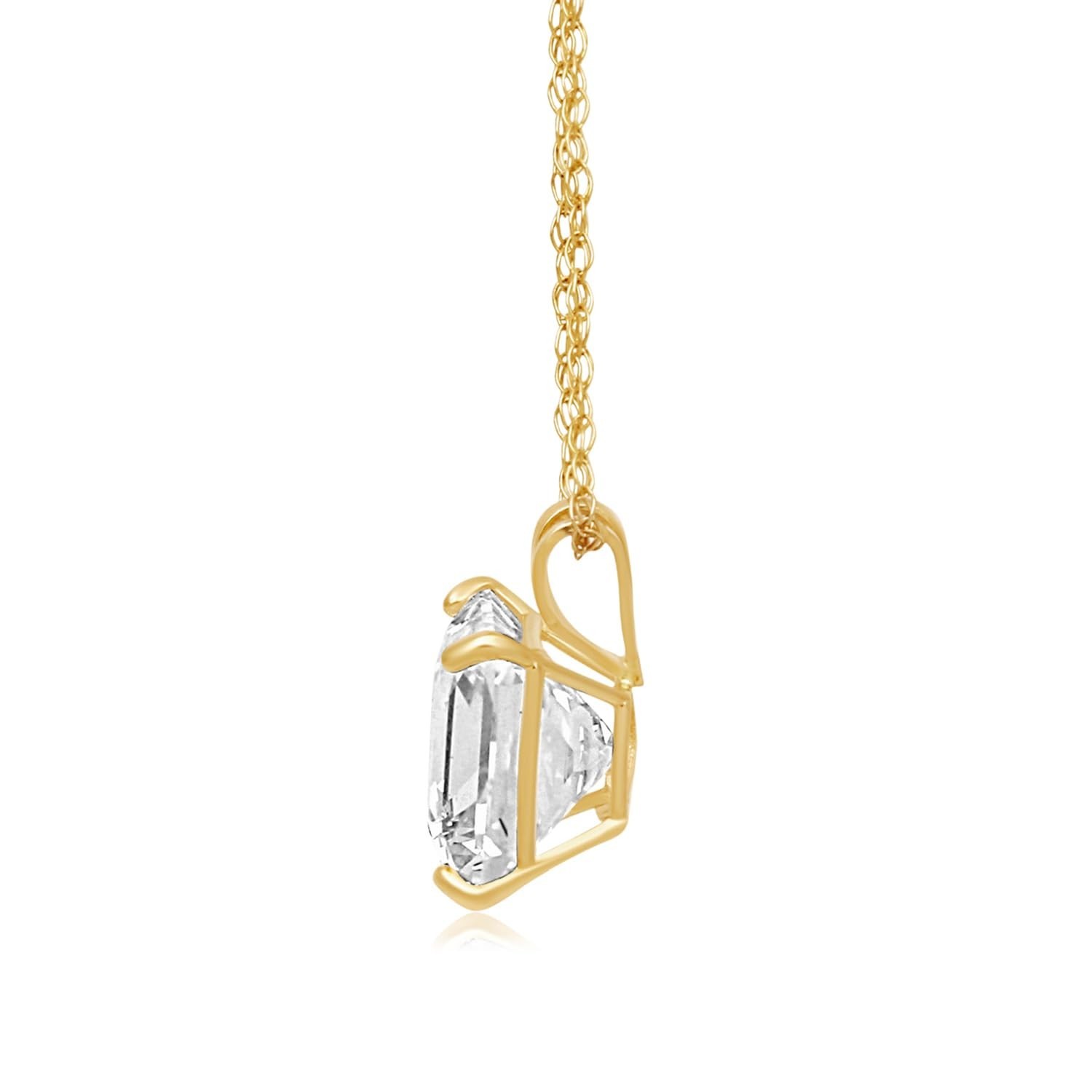 10K Gold Princess Cut CZ Solitaire Pendant Necklace for Women | 1.0-2.0 Carat |