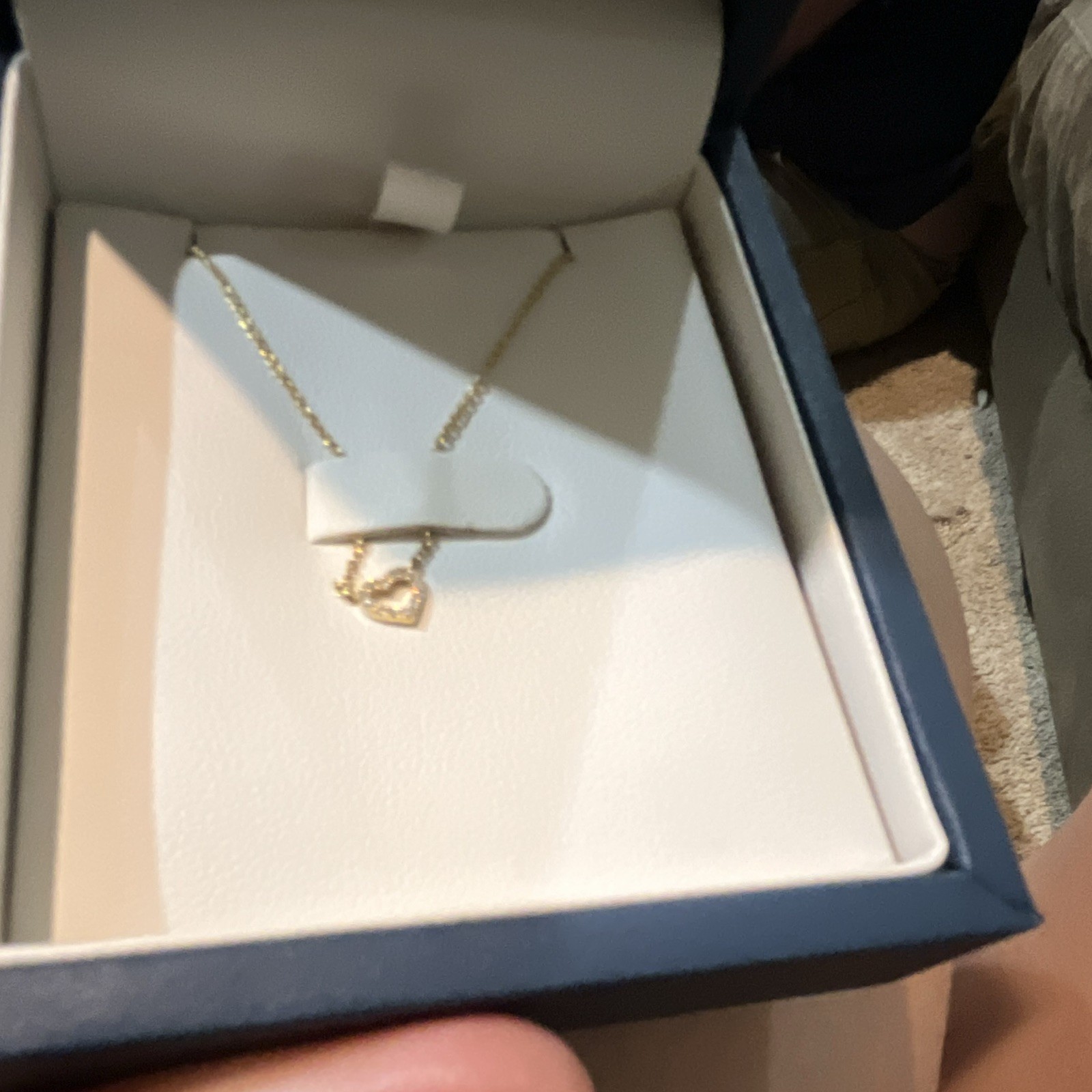 Blue Nile Yellow Gold Heart Charm Pendant Necklace Cable Chain Small Daimonds